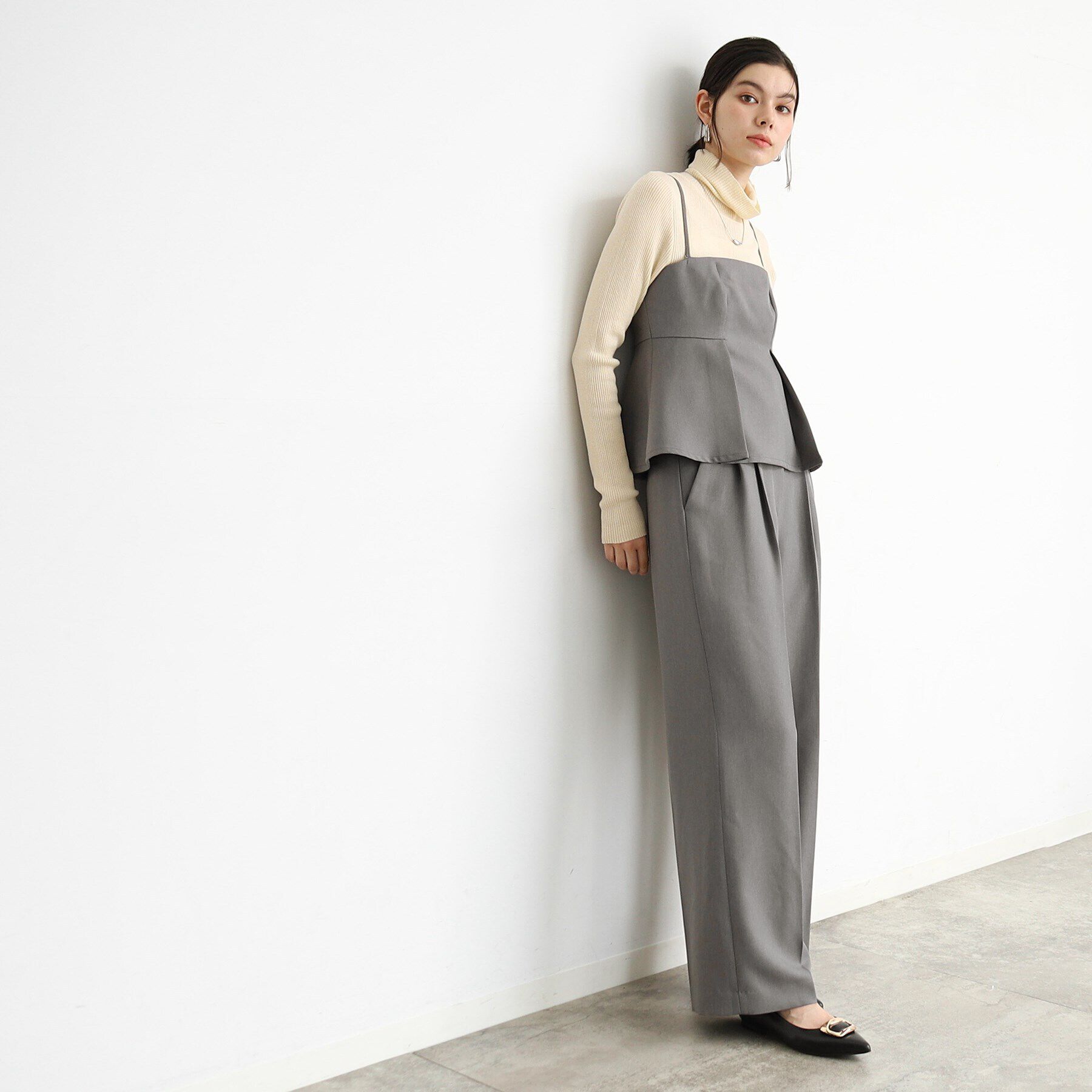 THE SHOP TK「【セットアップ可/洗える】パウダリーツイルビスチェ」|キャミソール|