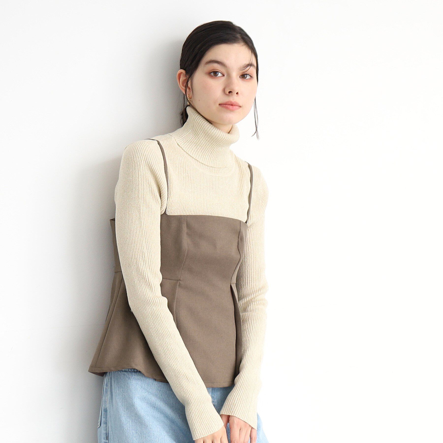 THE SHOP TK「【セットアップ可/洗える】パウダリーツイルビスチェ」|キャミソール|