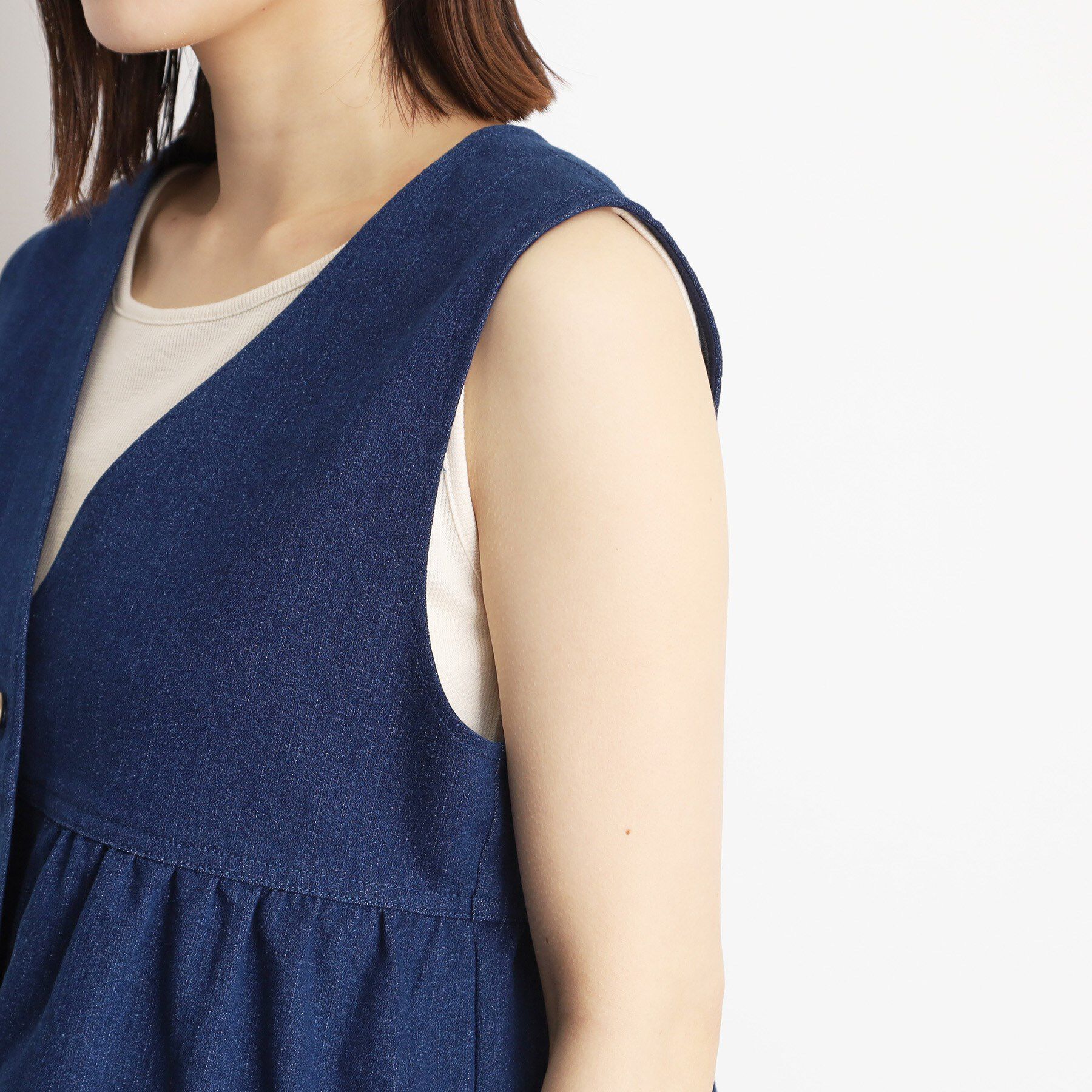 THE SHOP TK「デニムペプラムベスト【洗える/親子リンク】」|ベスト・ジレ|