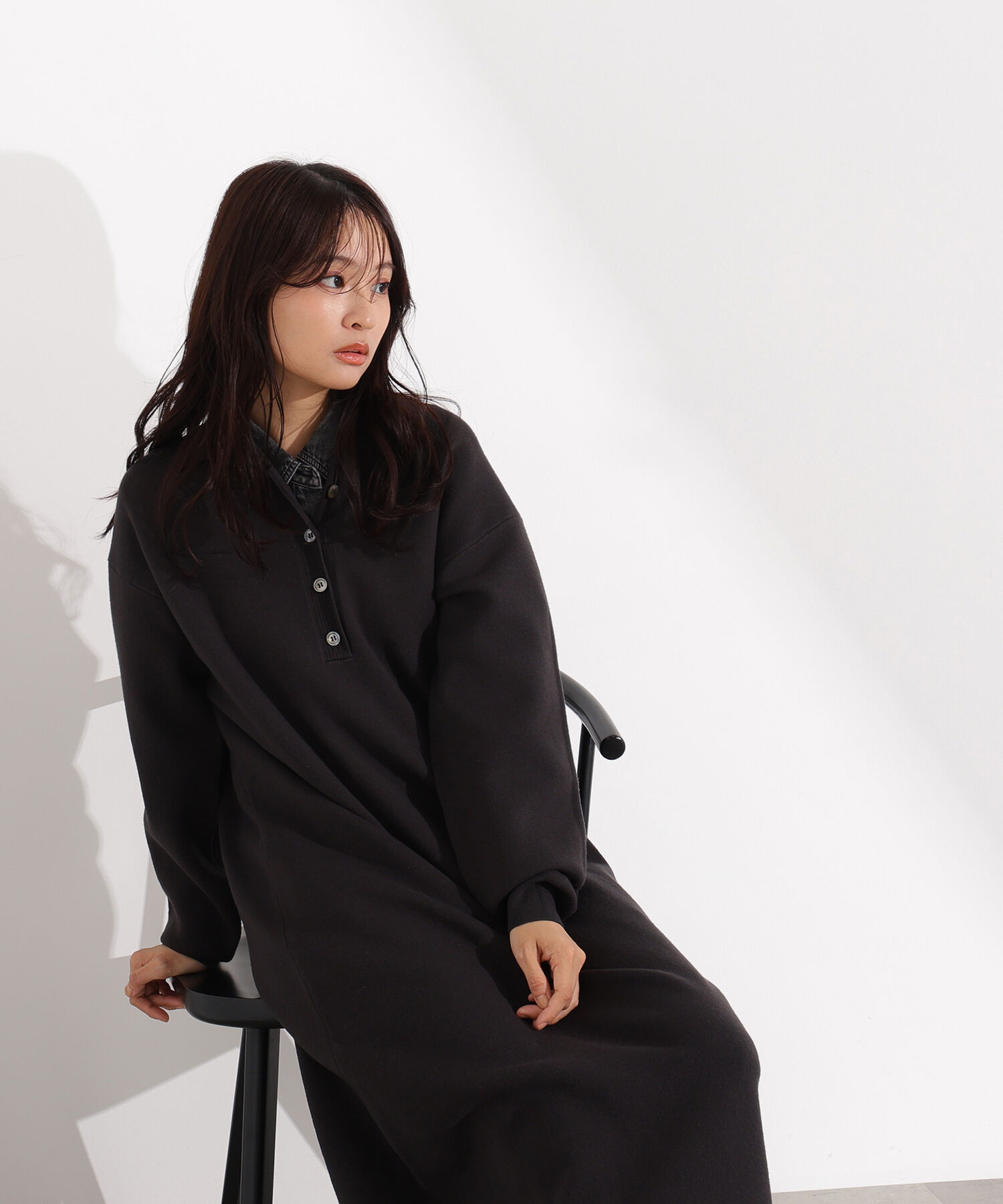  「スキッパーネックニットワンピース」|スカート|