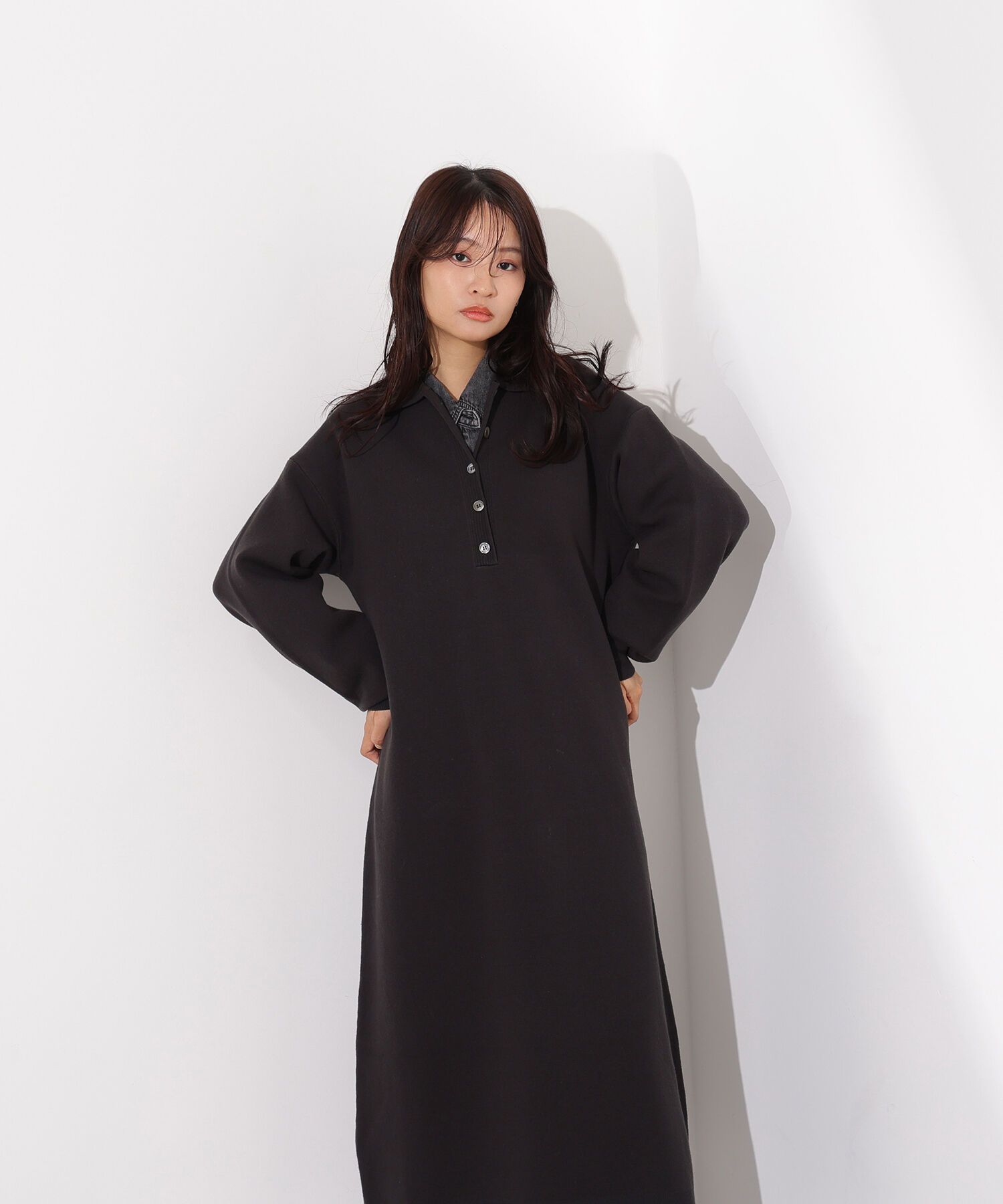  「スキッパーネックニットワンピース」|スカート|