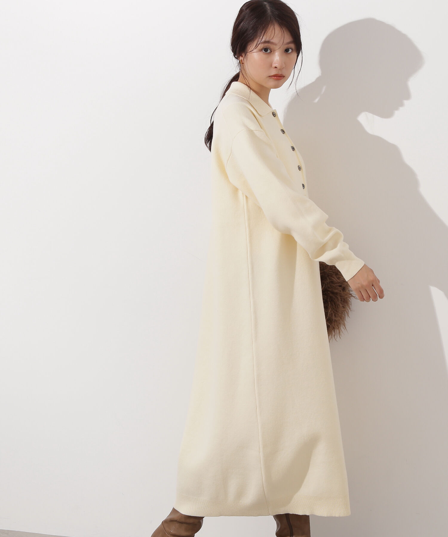  「スキッパーネックニットワンピース」|スカート|