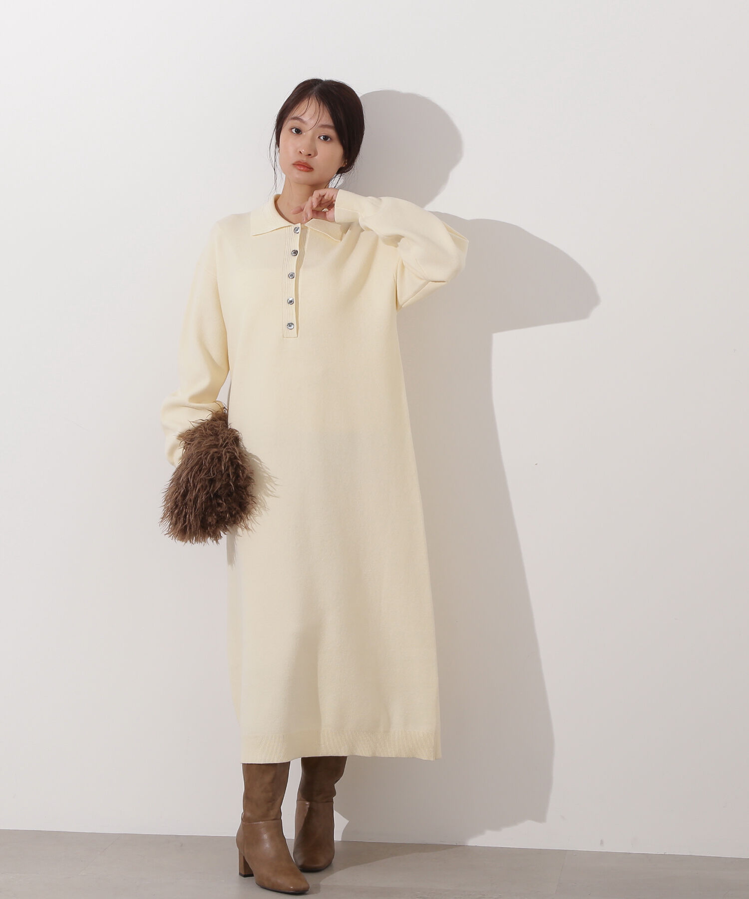  「スキッパーネックニットワンピース」|スカート|