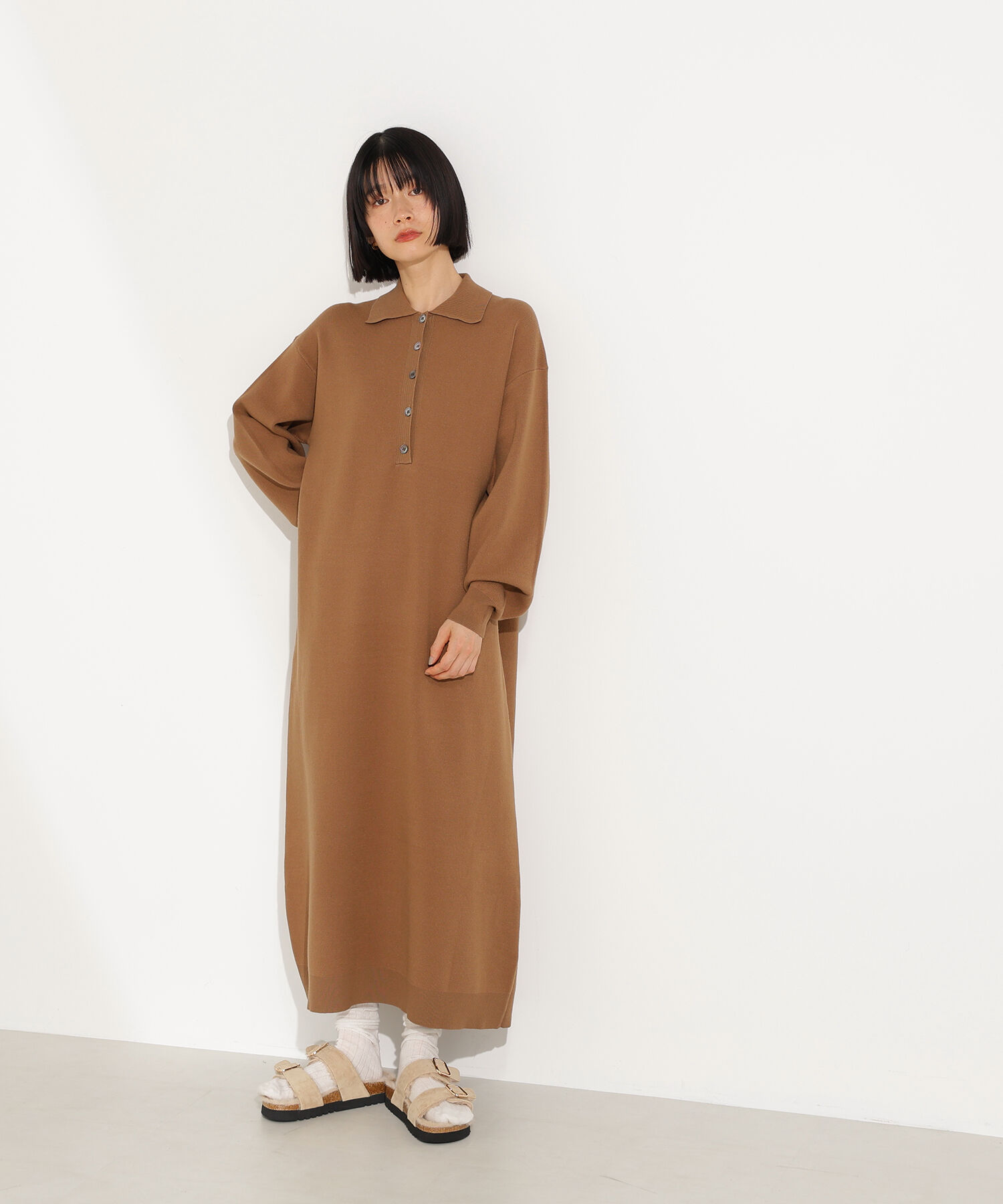  「スキッパーネックニットワンピース」|スカート|