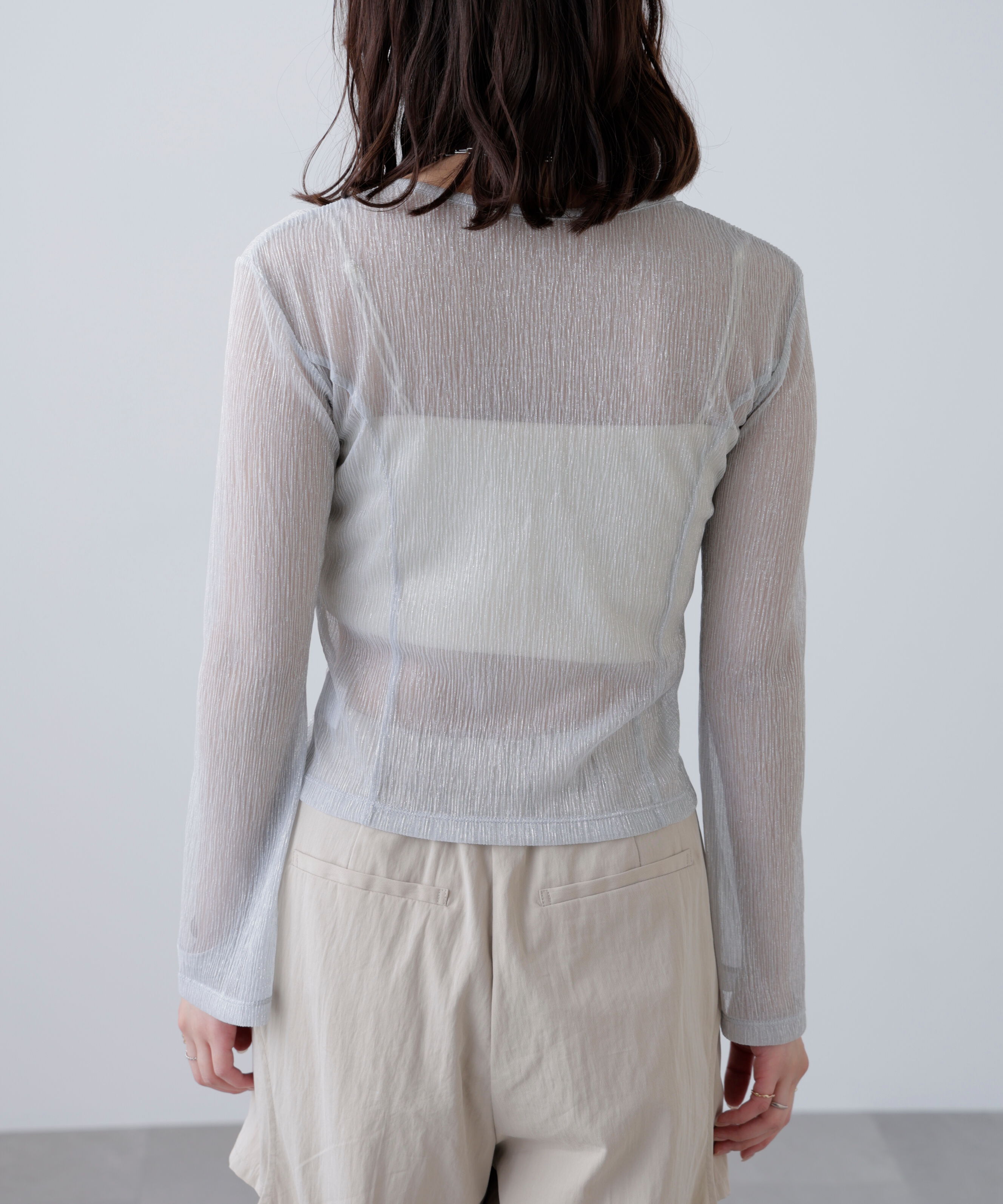  「ラメシアー楊柳カットソーカーディガン」|Tシャツ・カットソー|