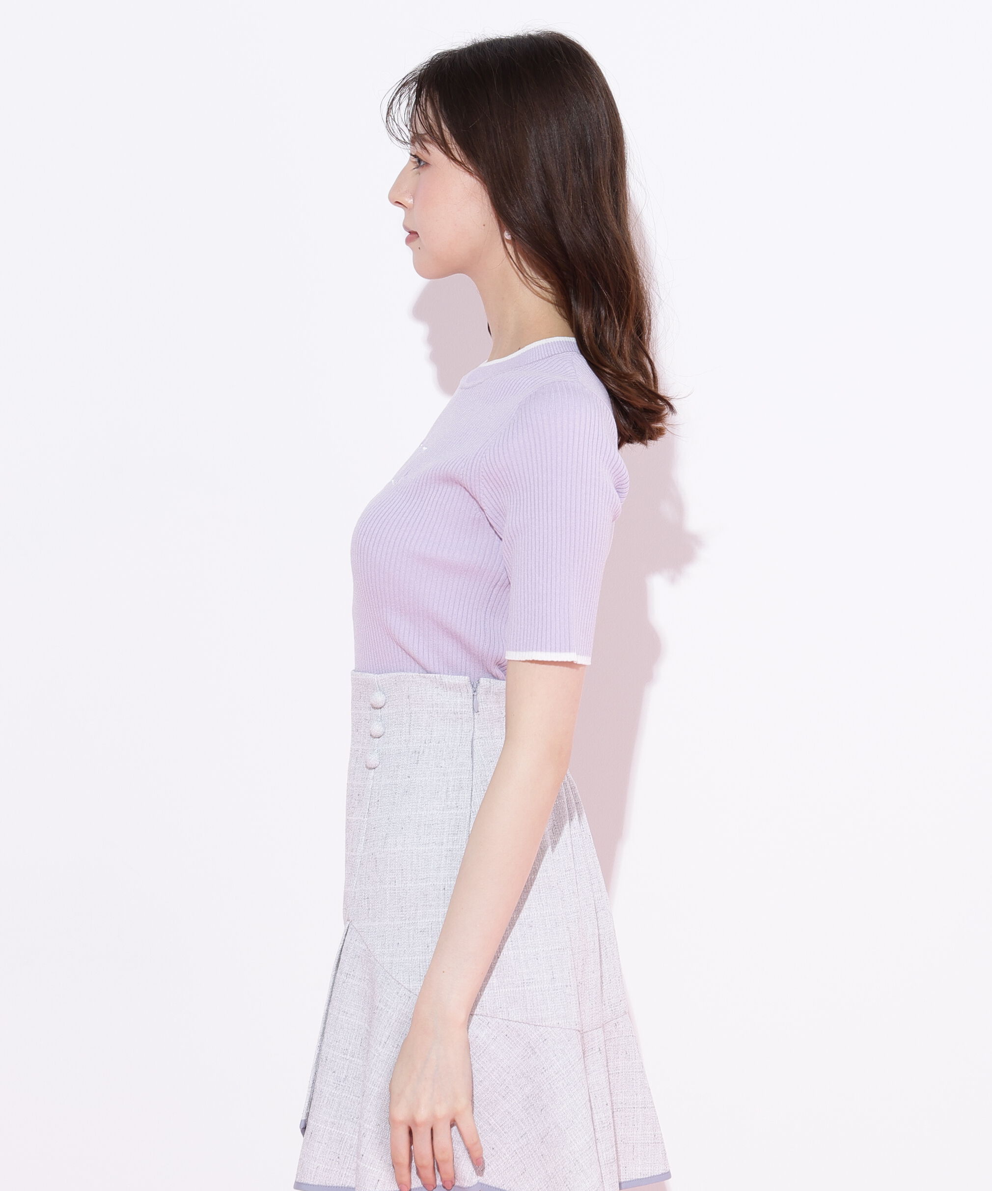  「ロゴ刺繍コンパクトリブニット」|ニット・セーター|