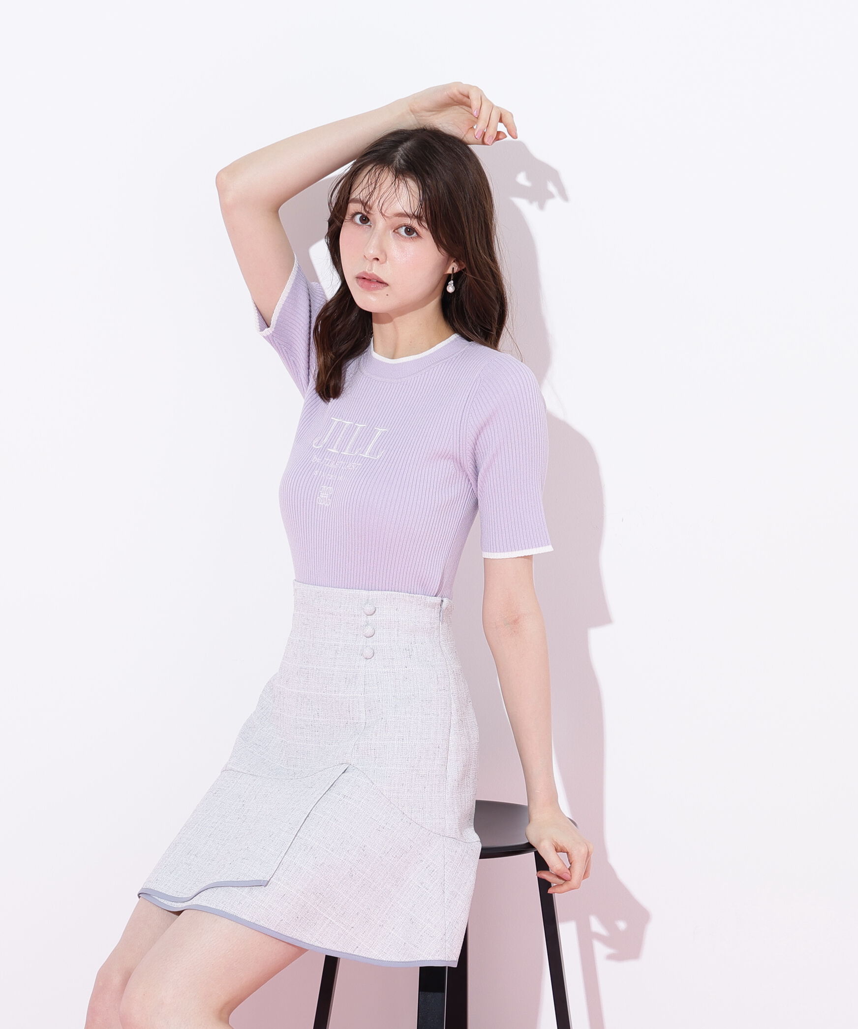  「ロゴ刺繍コンパクトリブニット」|ニット・セーター|