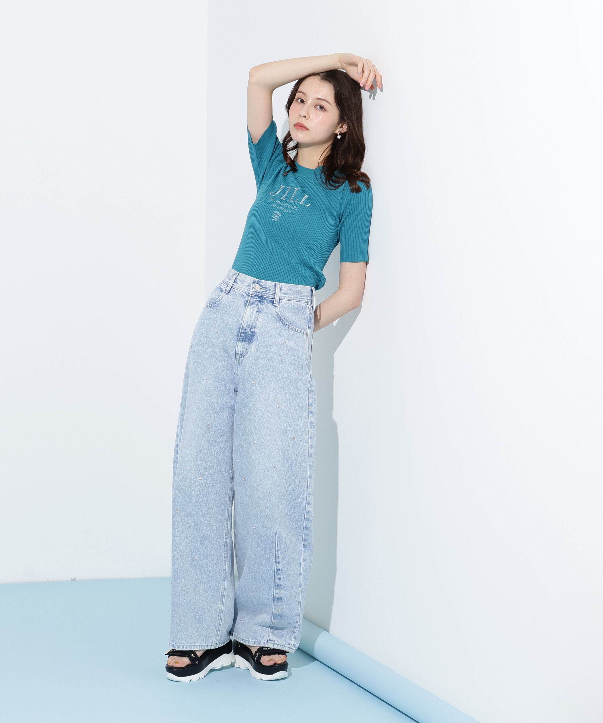  「ロゴ刺繍コンパクトリブニット」|ニット・セーター|