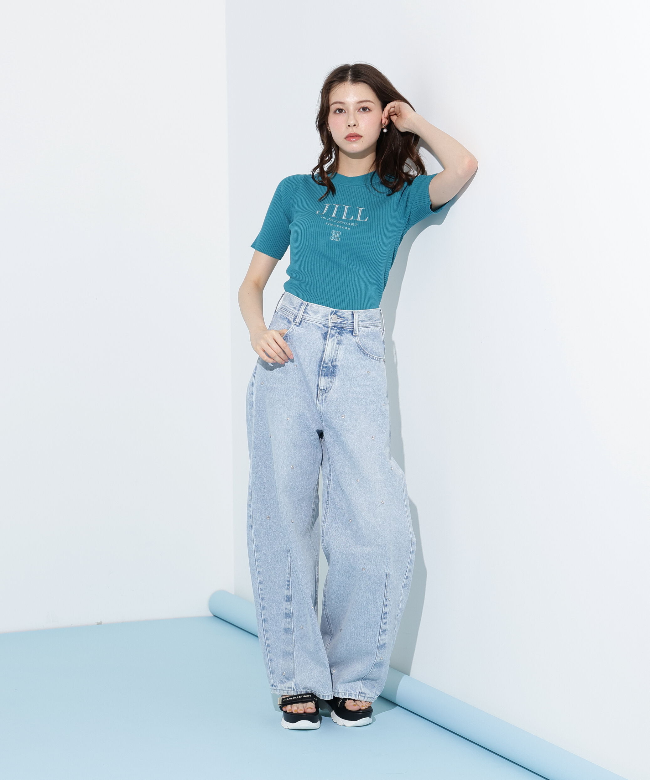  「ロゴ刺繍コンパクトリブニット」|ニット・セーター|