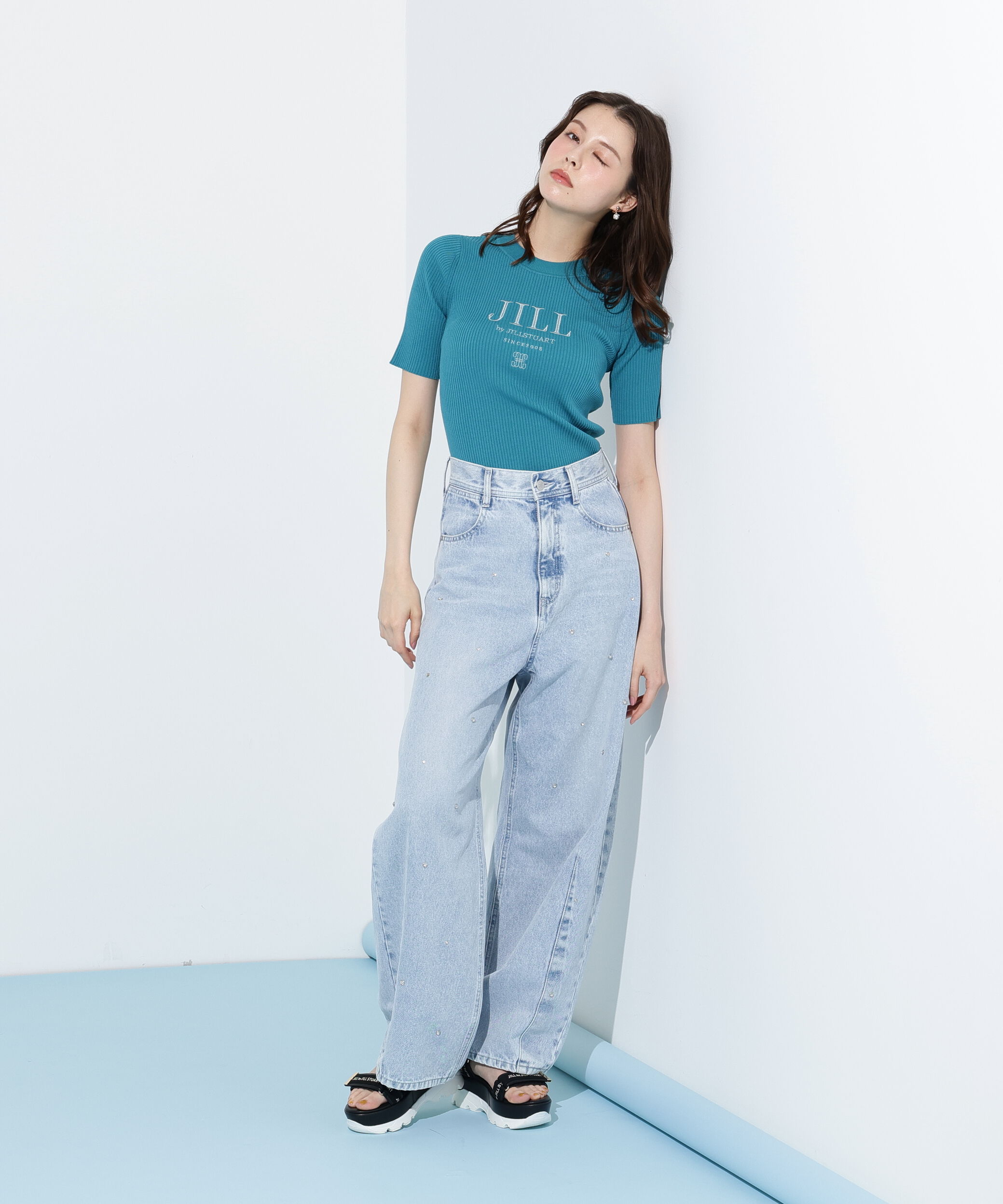  「ロゴ刺繍コンパクトリブニット」|ニット・セーター|