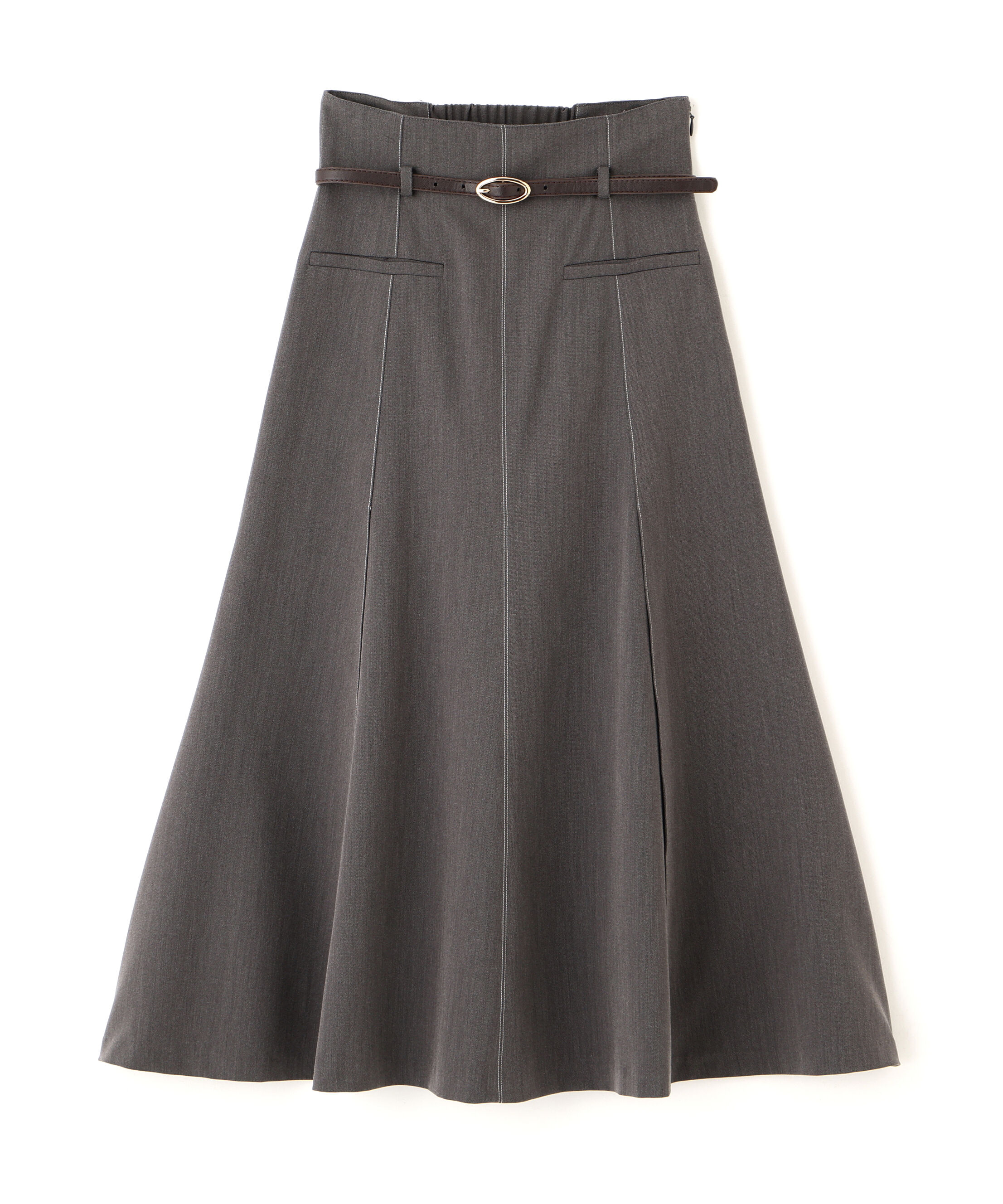  「細ベルト付きセミフレアスカート」|スカート|