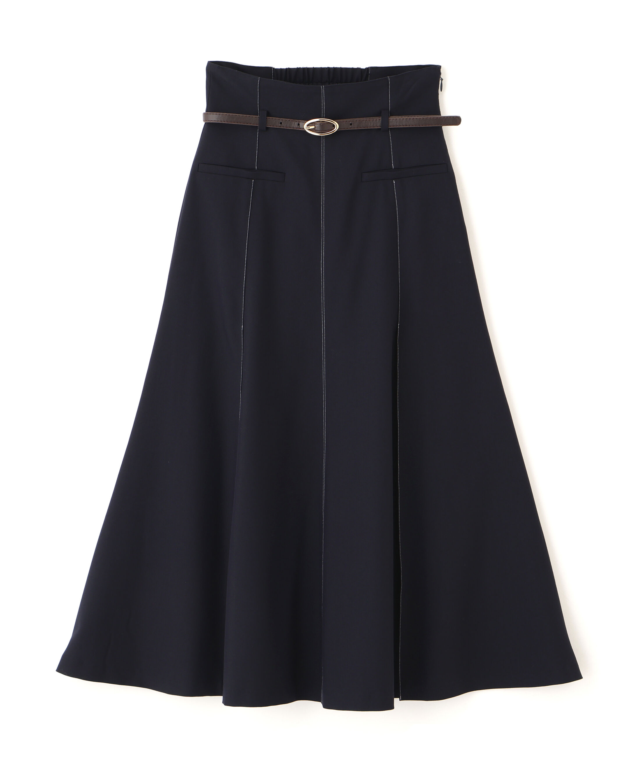  「細ベルト付きセミフレアスカート」|スカート|
