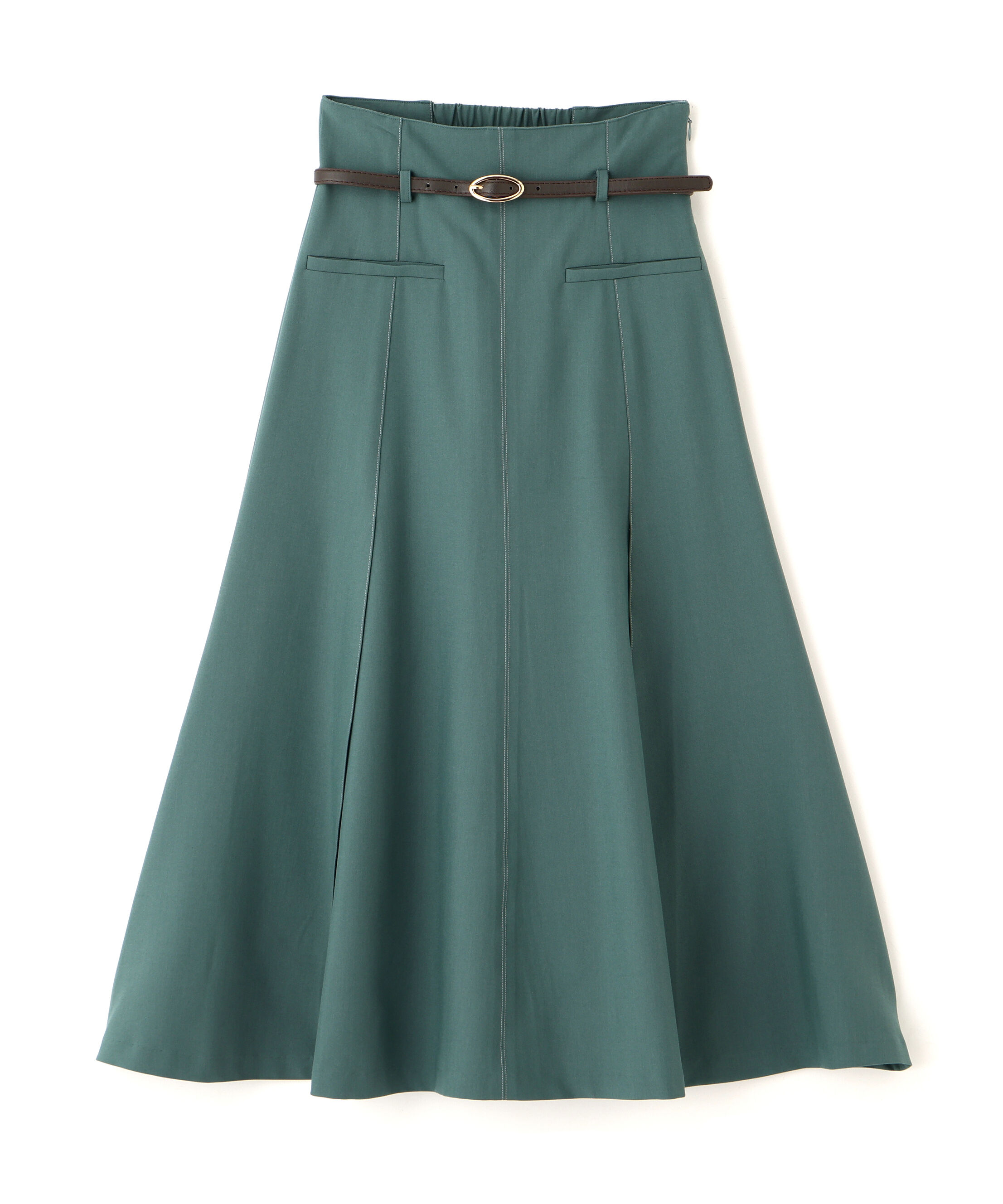  「細ベルト付きセミフレアスカート」|スカート|