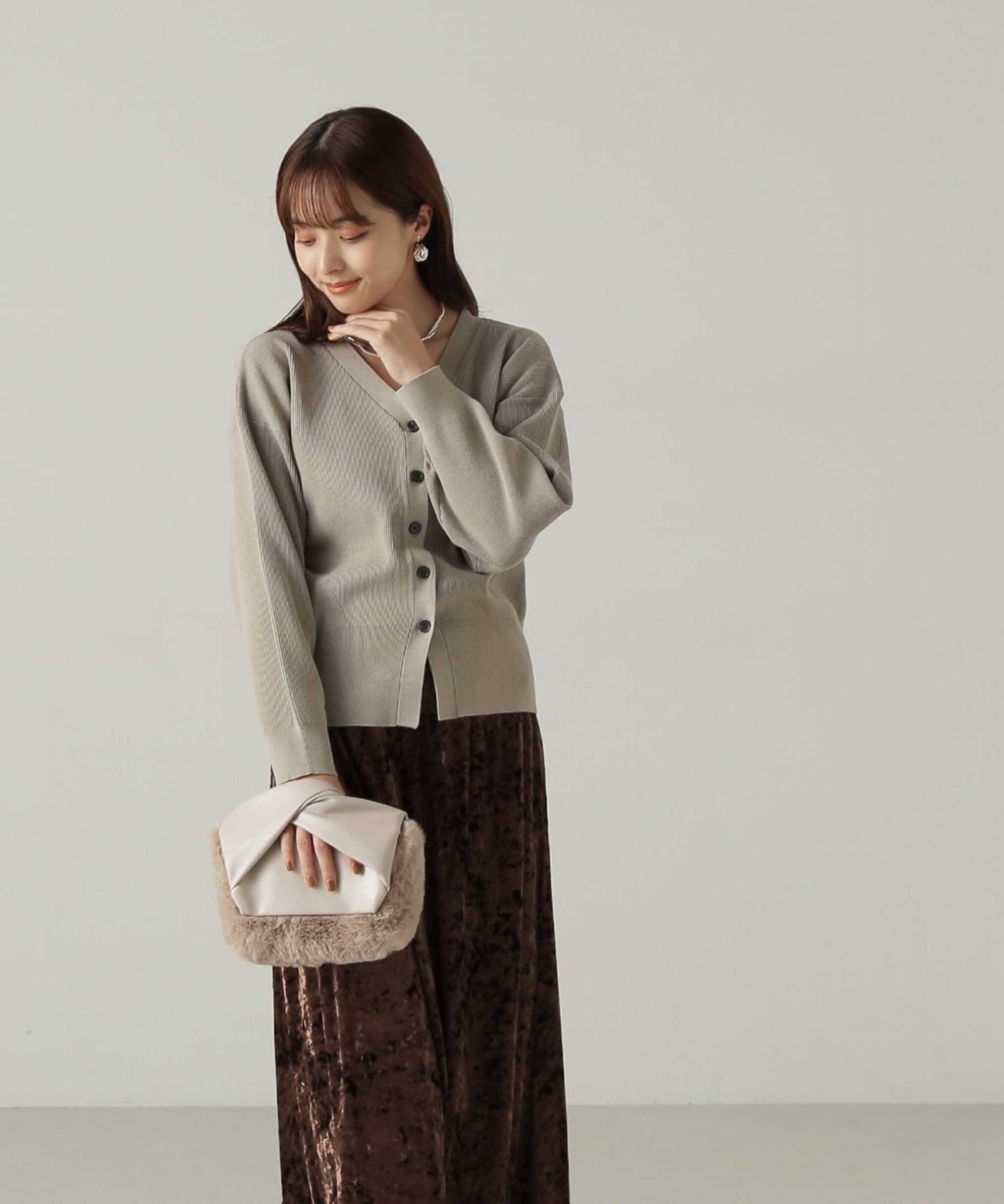 PROPORTION BODY DRESSING「ドロップショルダーカーデ　24AW」|カーディガン|