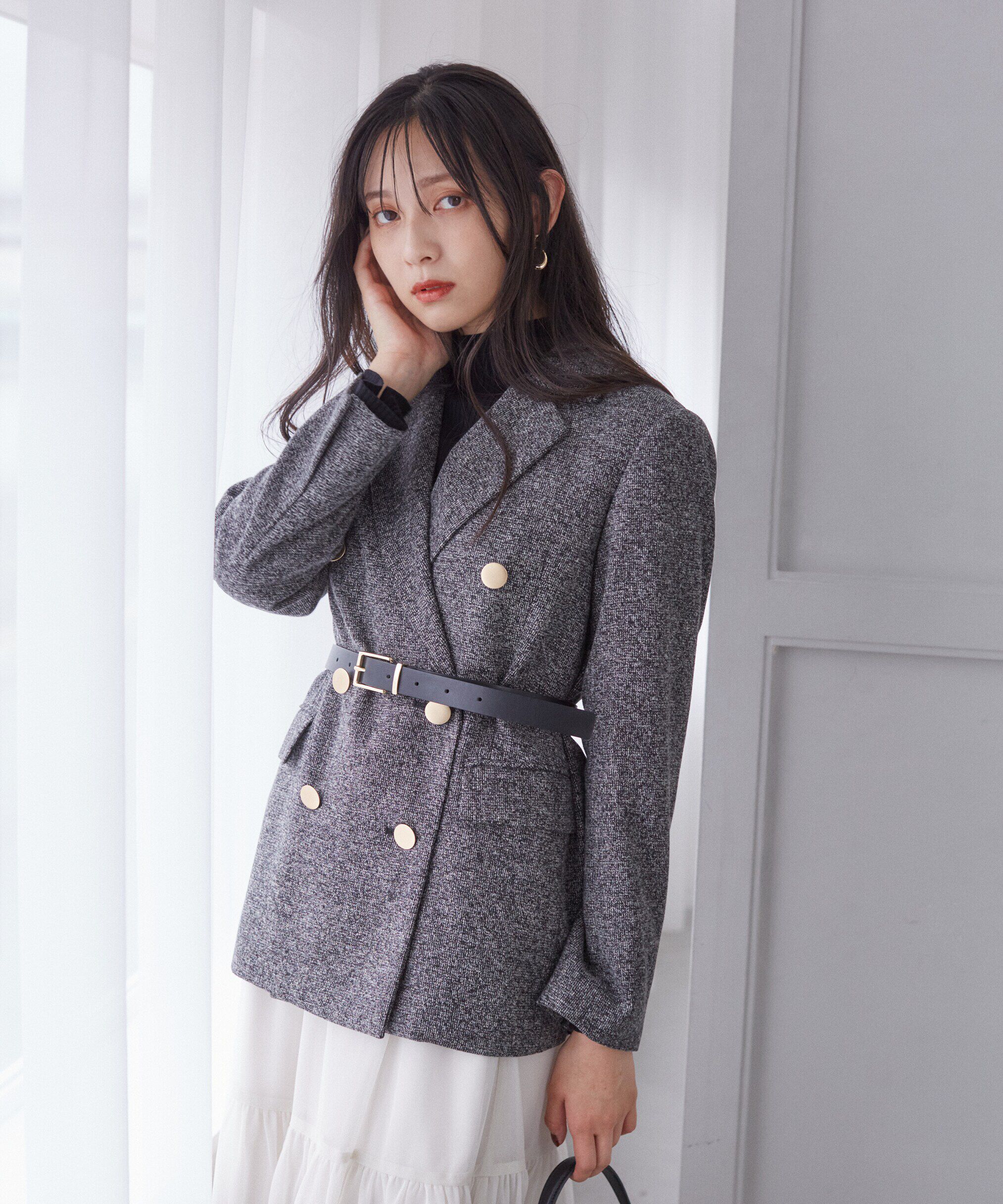 PROPORTION BODY DRESSING「パールボタンモックネックリブニット　24AW」|ニット・セーター|