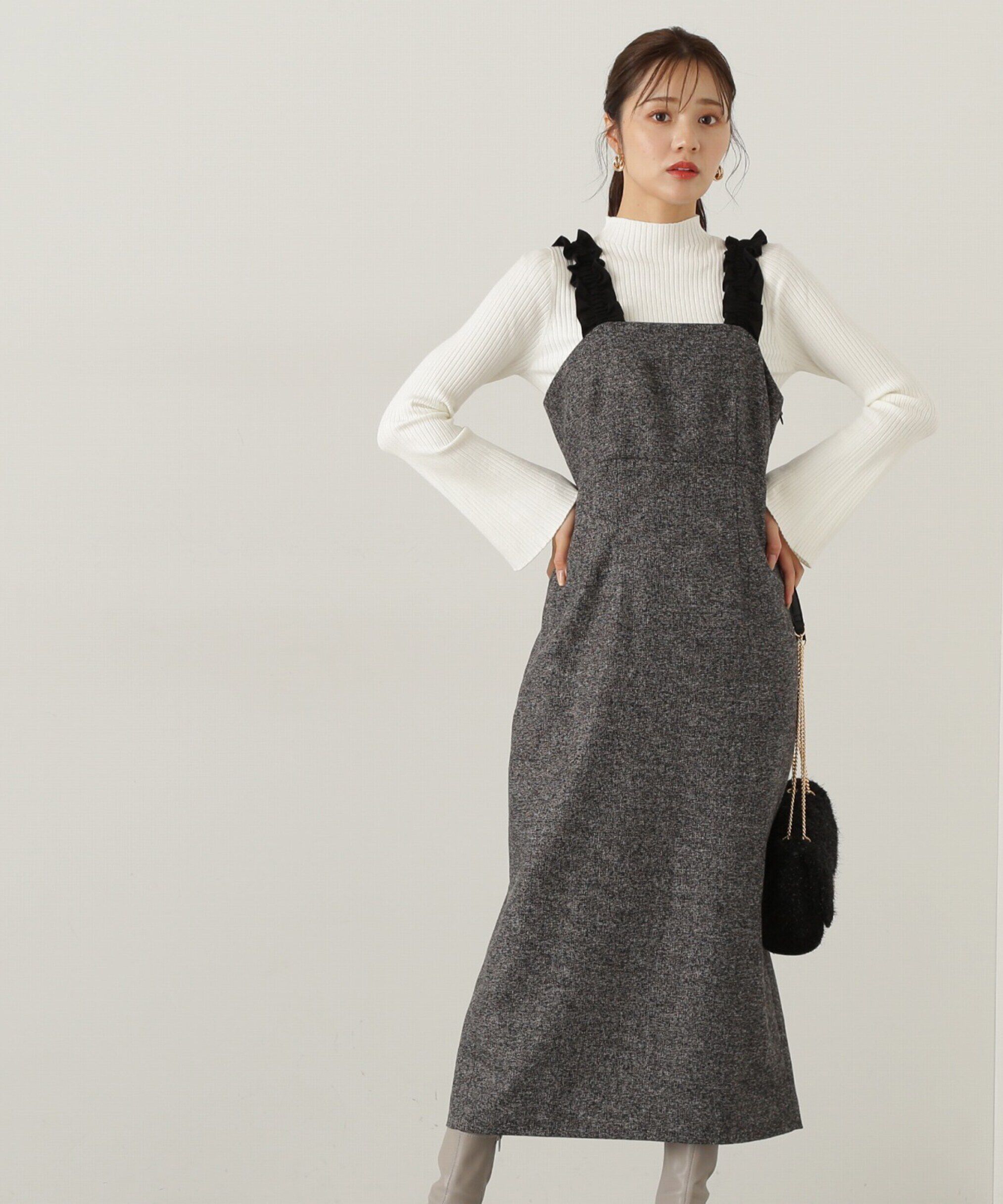 PROPORTION BODY DRESSING「パールボタンモックネックリブニット　24AW」|ニット・セーター|