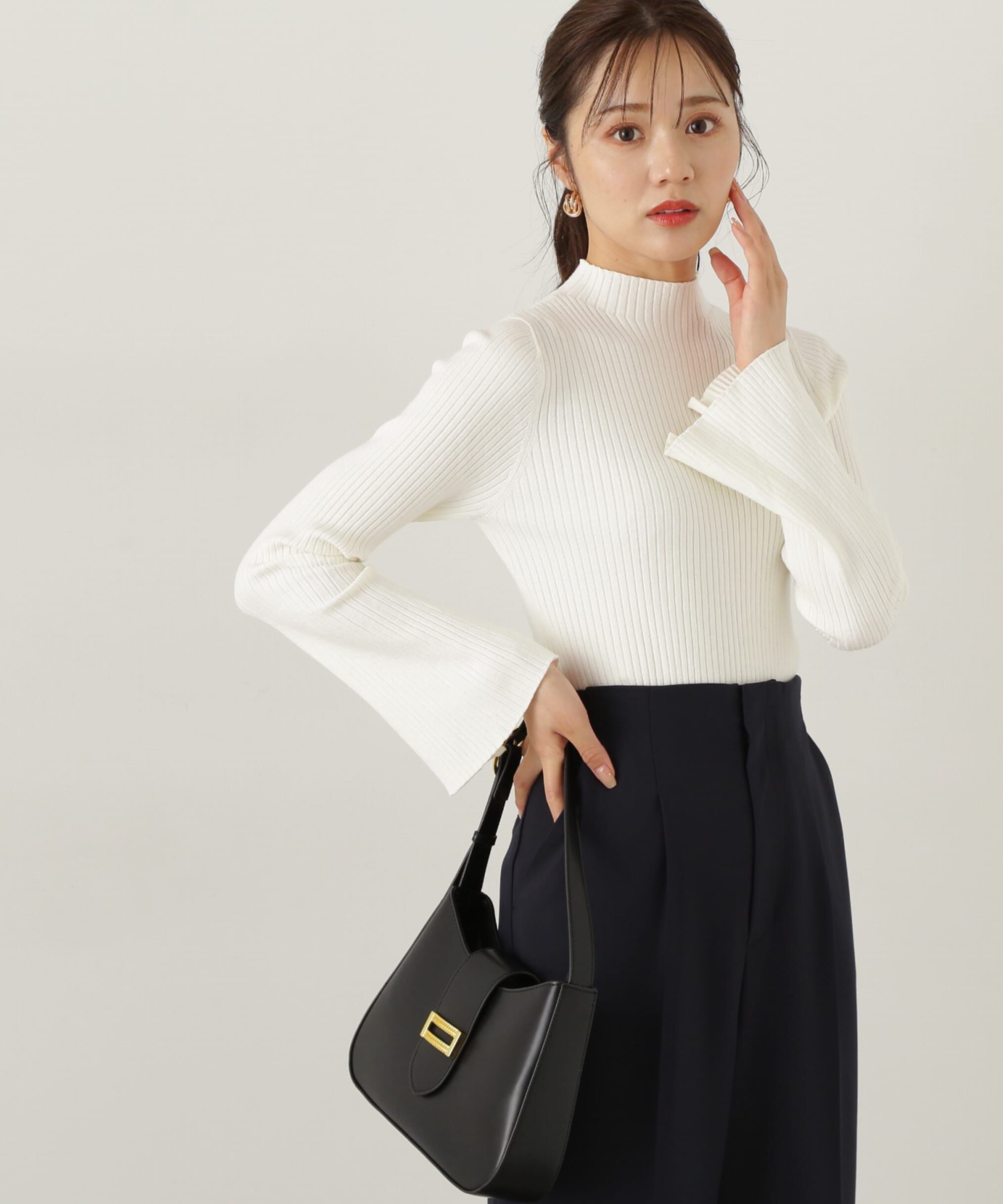 PROPORTION BODY DRESSING「パールボタンモックネックリブニット　24AW」|ニット・セーター|