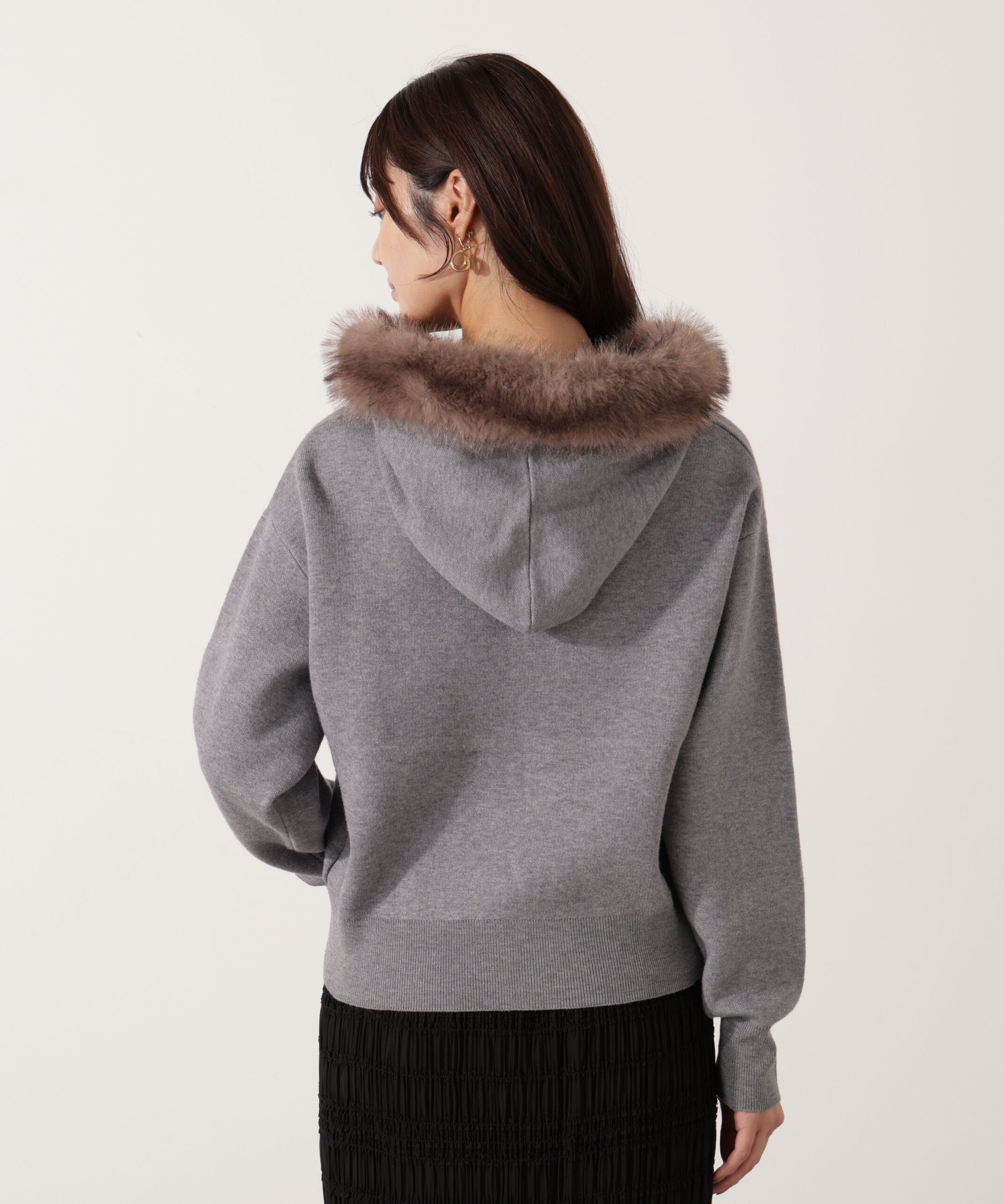 PROPORTION BODY DRESSING「エコファー付きニットパーカー 25AW」|ニット・セーター|