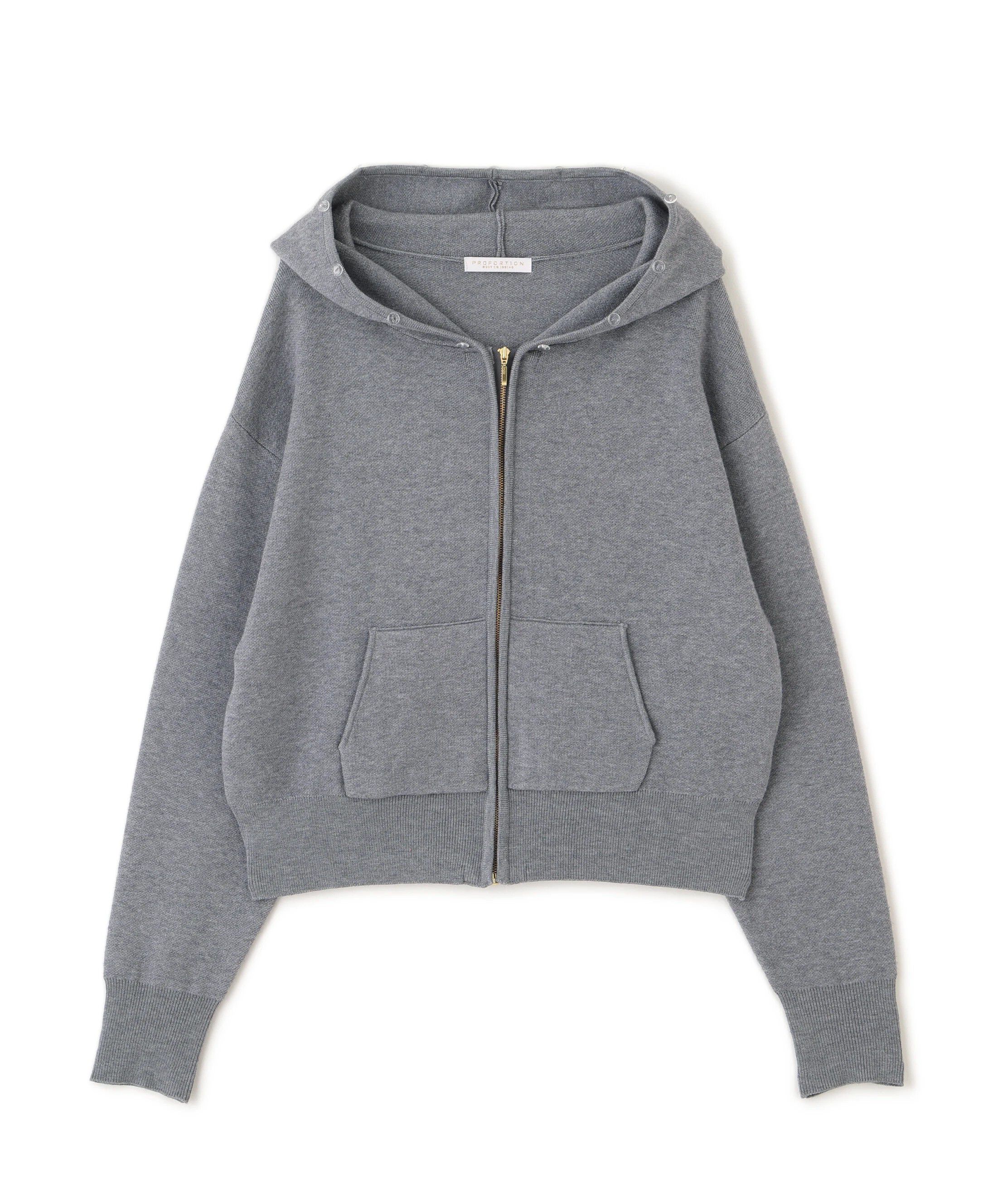 PROPORTION BODY DRESSING「エコファー付きニットパーカー 25AW」|ニット・セーター|