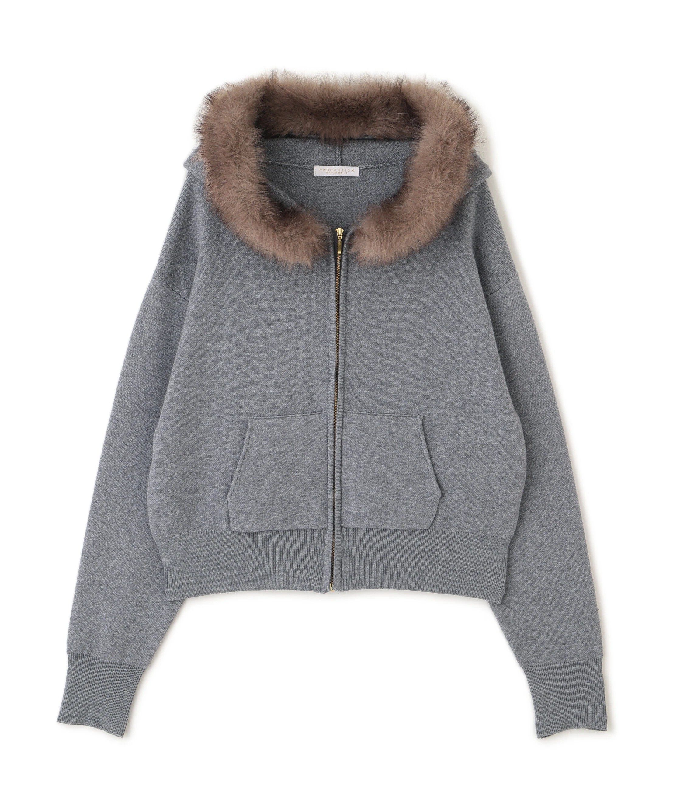 PROPORTION BODY DRESSING「エコファー付きニットパーカー 25AW」|ニット・セーター|