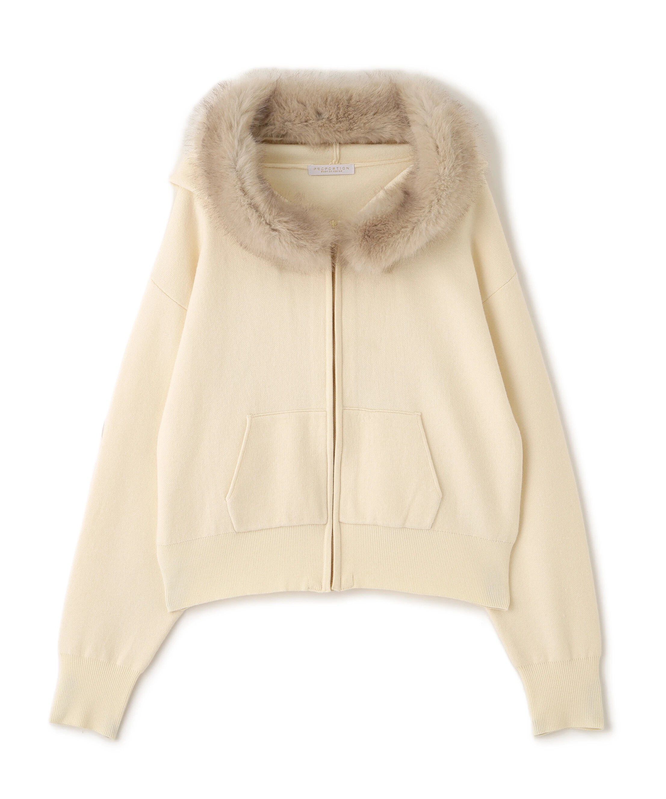 PROPORTION BODY DRESSING「エコファー付きニットパーカー 25AW」|ニット・セーター|