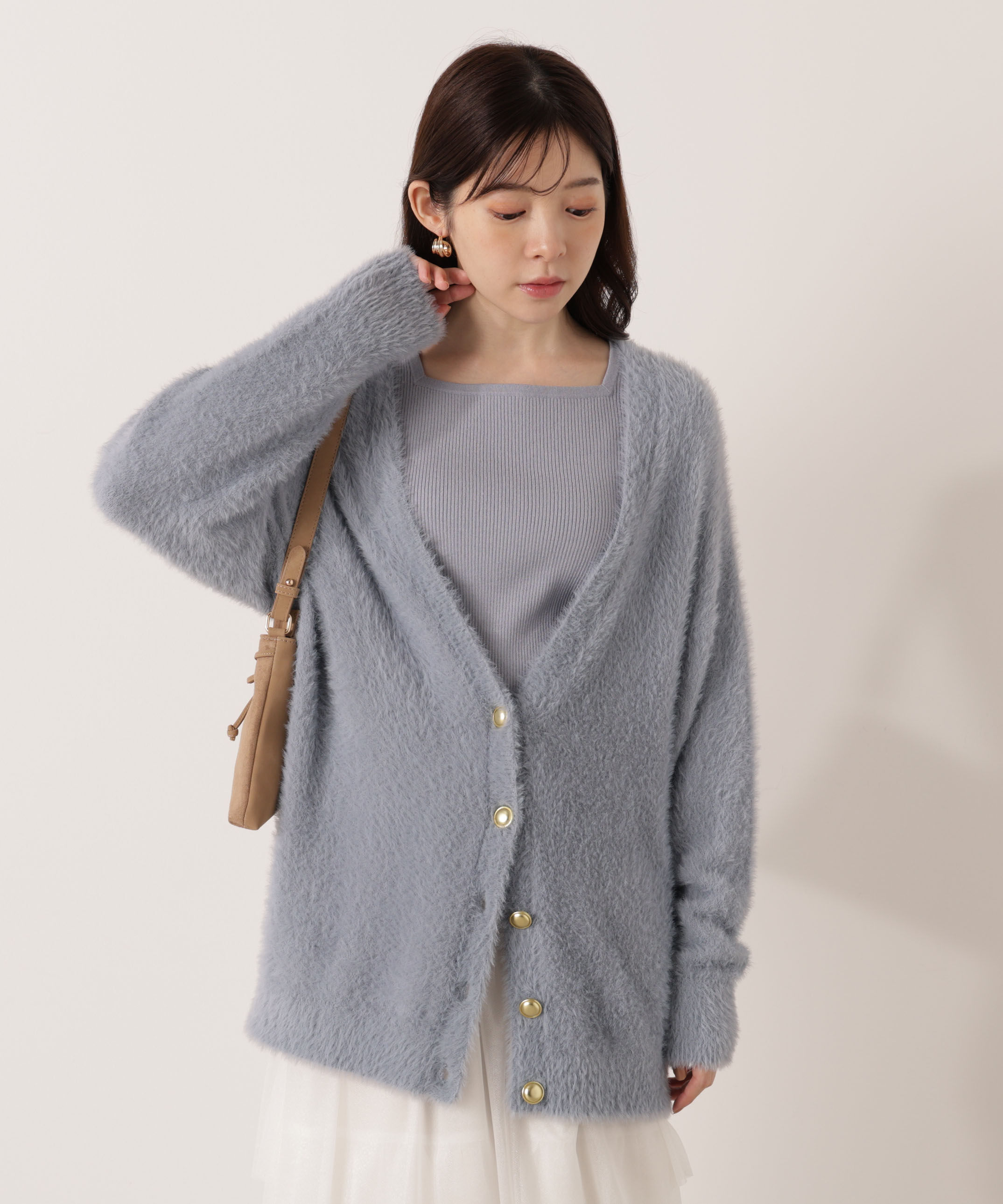 PROPORTION BODY DRESSING「シャギーカーデアンサンブル 25AW」|ニット・セーター|ブルー