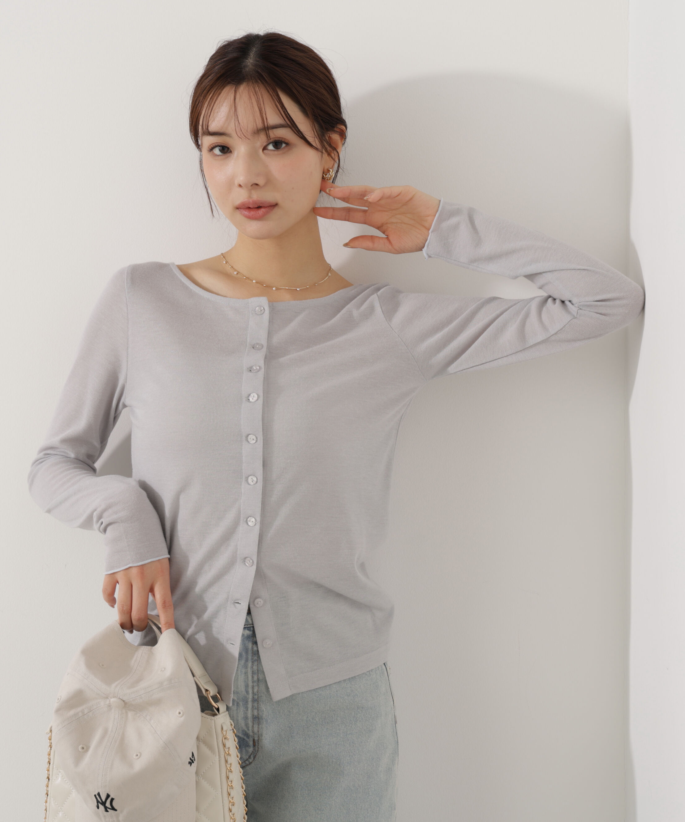 PROPORTION BODY DRESSING「〈a/mie〉シアーカットソー　26SS」|Tシャツ・カットソー|グレー