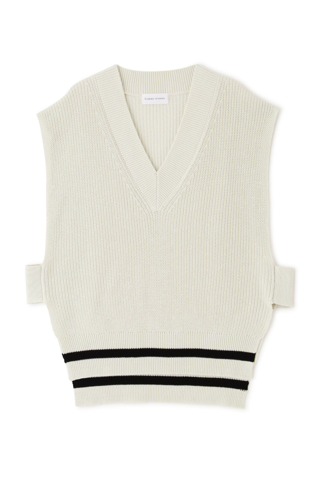  「◆ライン入りコットン片畦ニットベスト」|ニット・セーター|