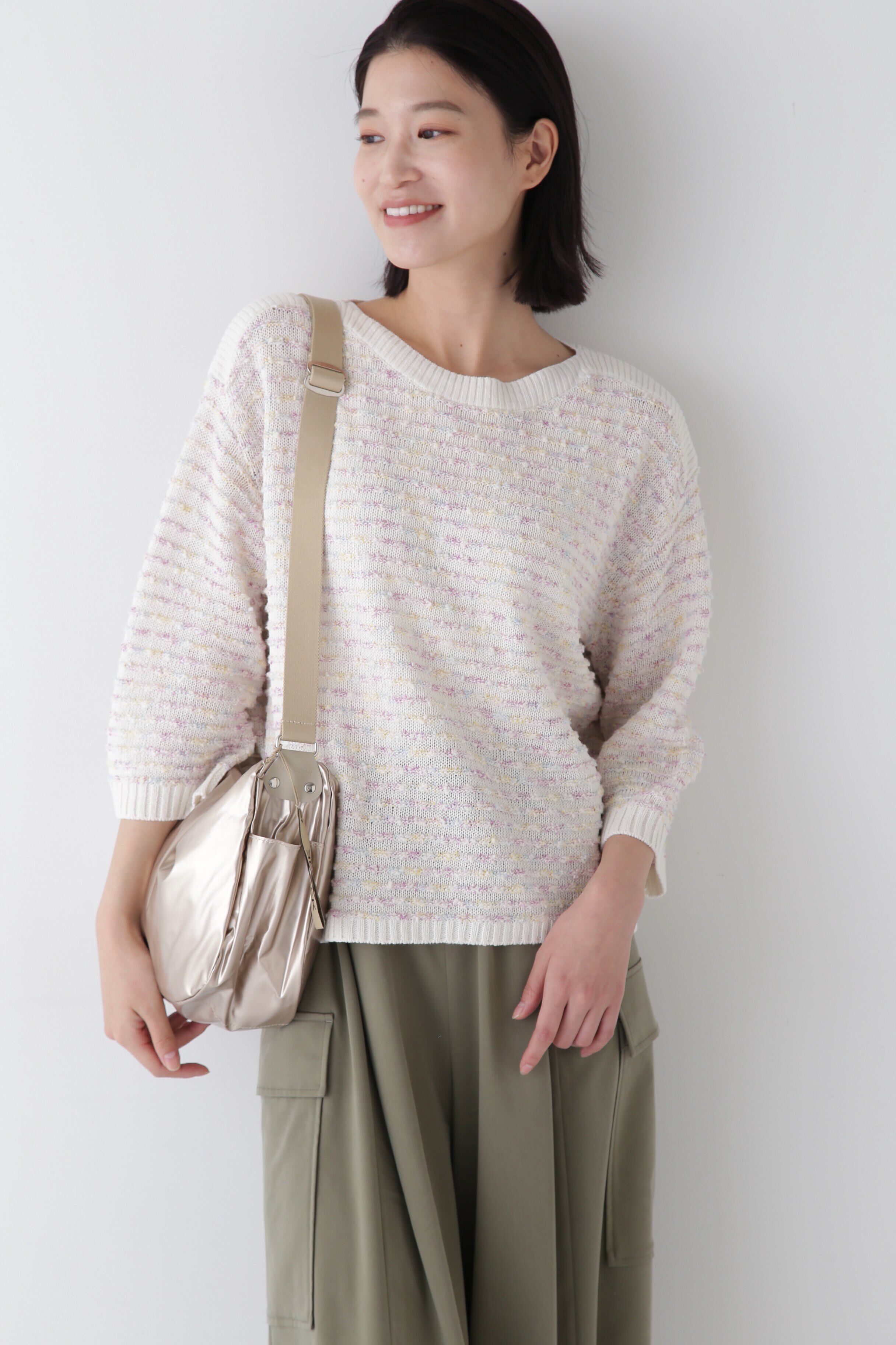  「◆【ウォッシャブル】MIXヤーンガーターボーダープルオーバー」|ニット・セーター|ホワイト