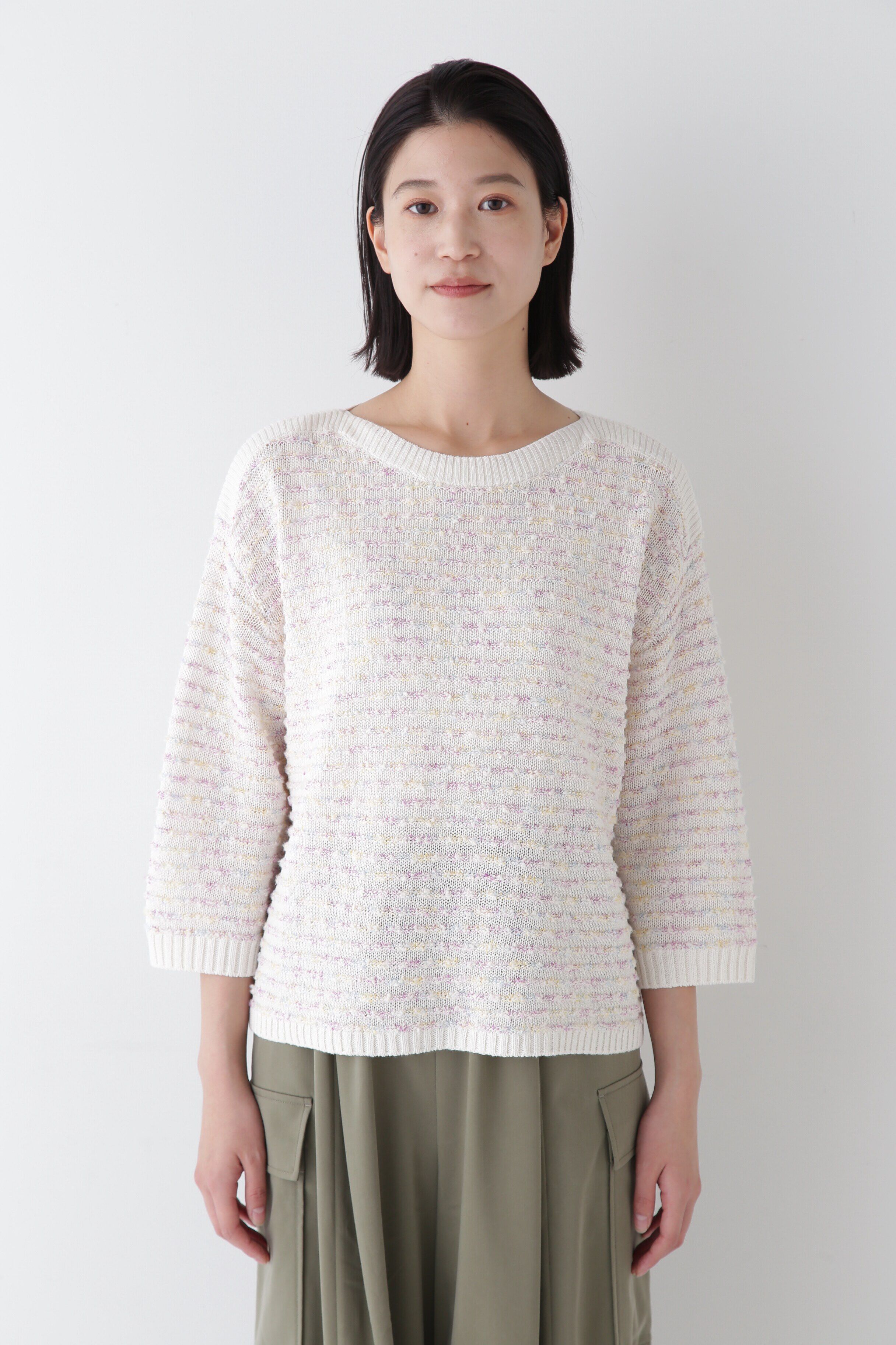  「◆【ウォッシャブル】MIXヤーンガーターボーダープルオーバー」|ニット・セーター|