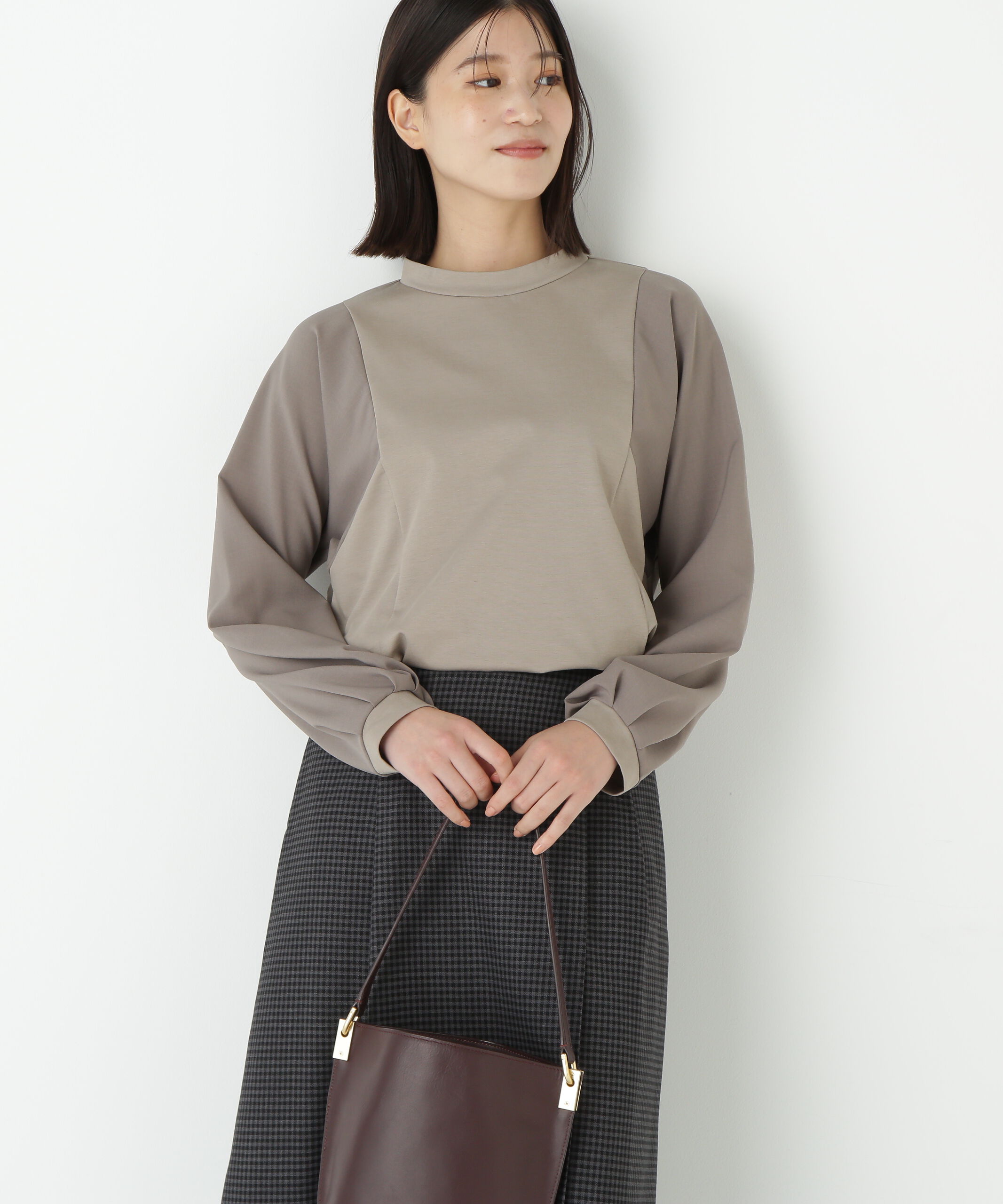  「◆ポンチ異素材ドッキングプルオーバー」|Tシャツ・カットソー|