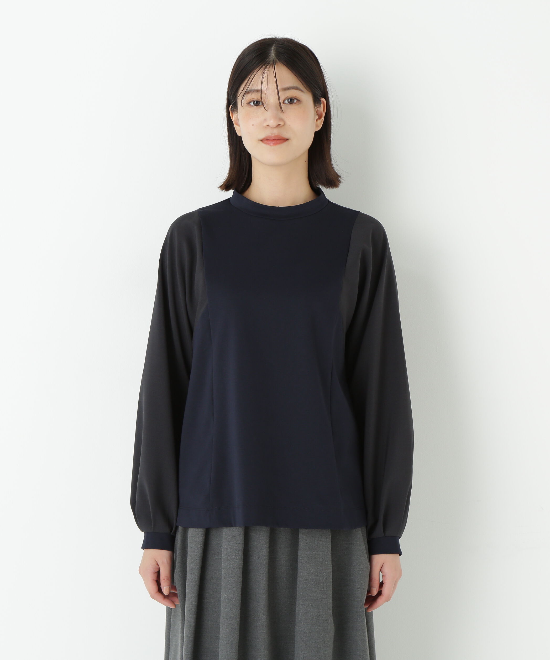  「◆ポンチ異素材ドッキングプルオーバー」|Tシャツ・カットソー|