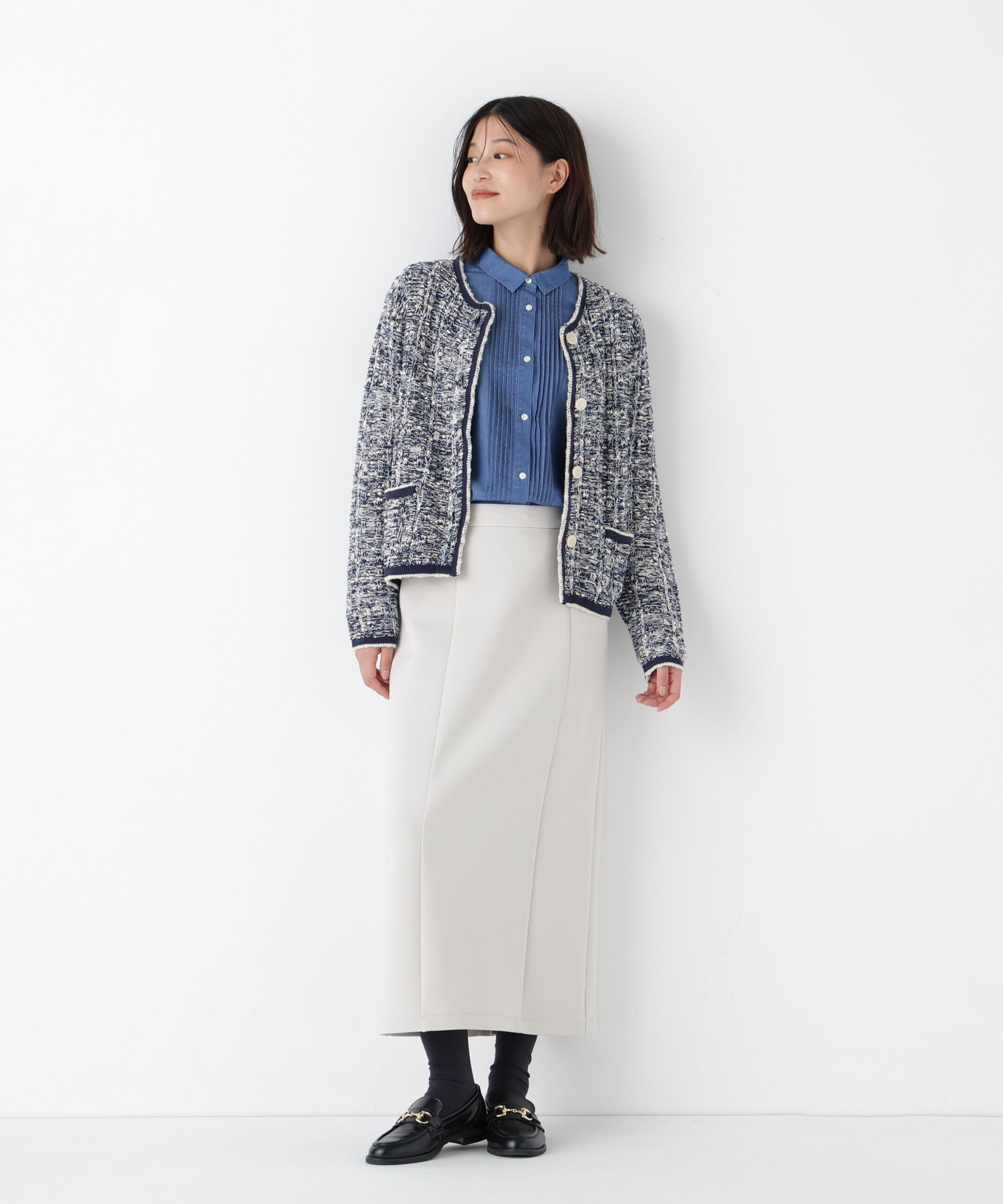  「◆ライトオンスデニムピンタックブラウス」|シャツ・ブラウス|