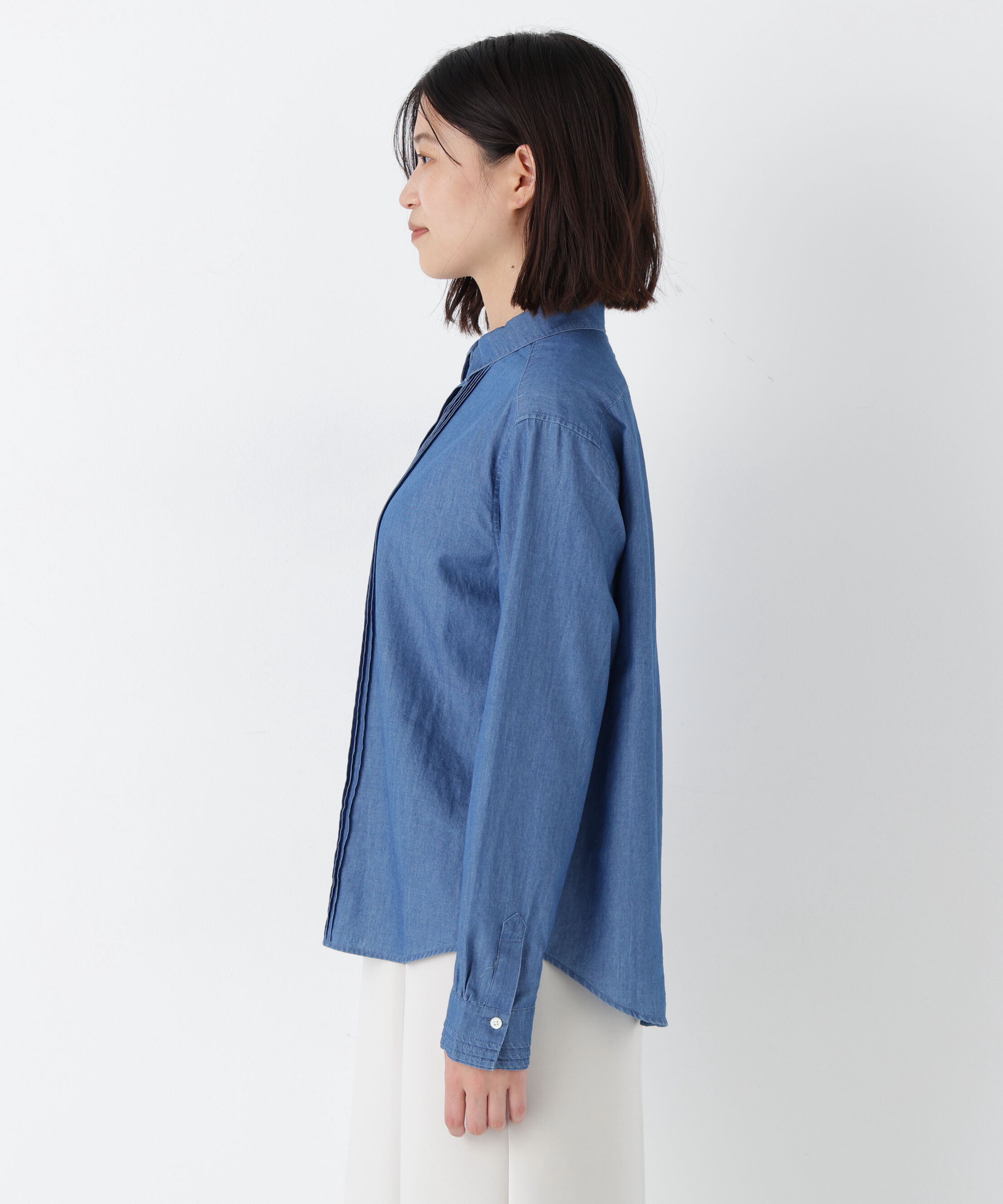  「◆ライトオンスデニムピンタックブラウス」|シャツ・ブラウス|