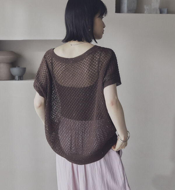 Doux archives「スパンコールメッシュニット」|ニット・セーター|