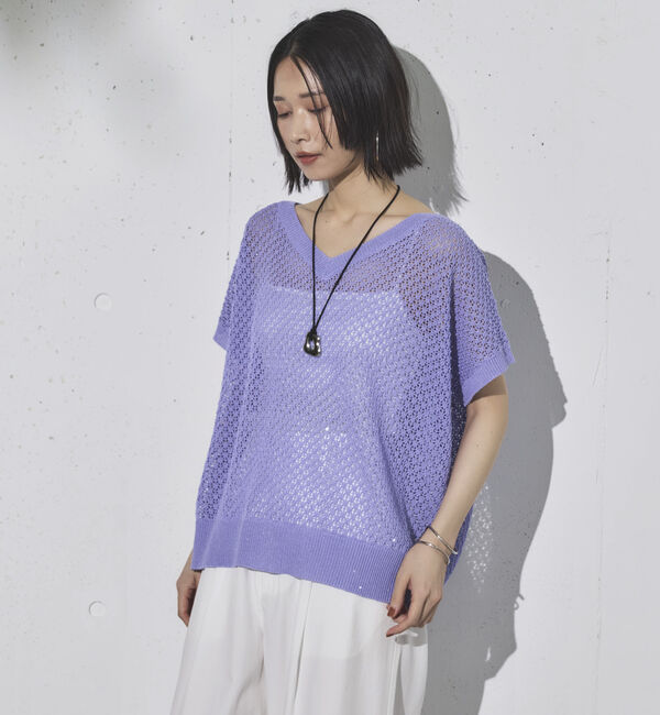 Doux archives「スパンコールメッシュニット」|ニット・セーター|PURPLE