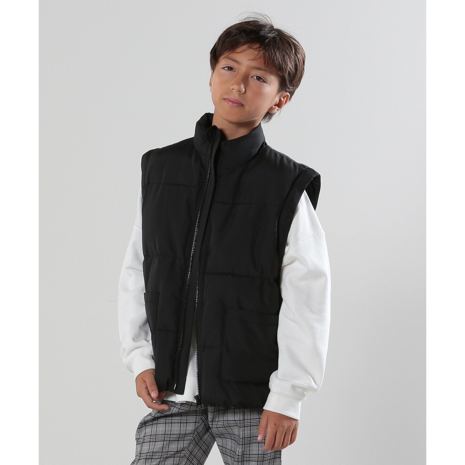 SHOO･LA･RUE「【110-140cm/撥水/男女兼用】お袖取り外し2WAY中綿ブルゾン」|ブルゾン・スタジャン|