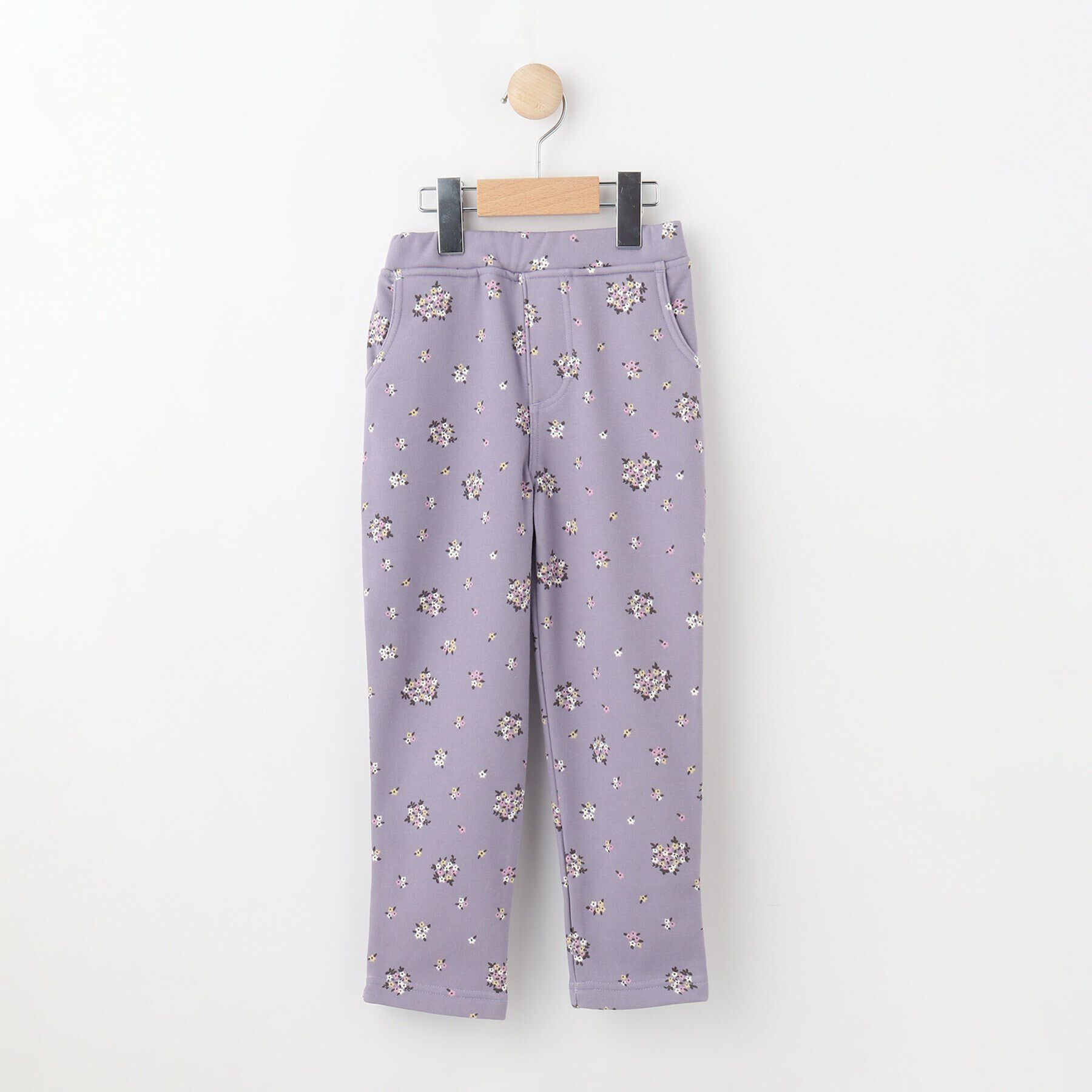 SHOO･LA･RUE「【110-140cm/男女兼用】裏シャギー総柄パンツ」|その他|ラベンダー(180)