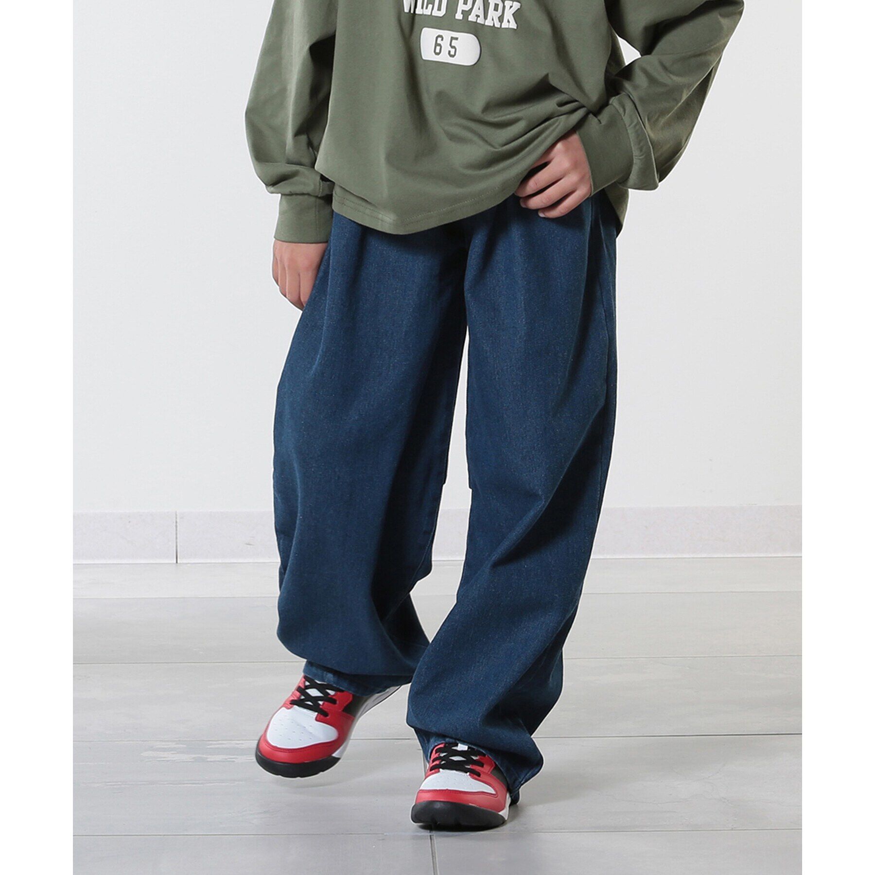 SHOO･LA･RUE「【100-150cm/洗える/男女兼用】穿くだけで旬な着こなしに アソートカーブパンツ」|その他|ブルー(693)