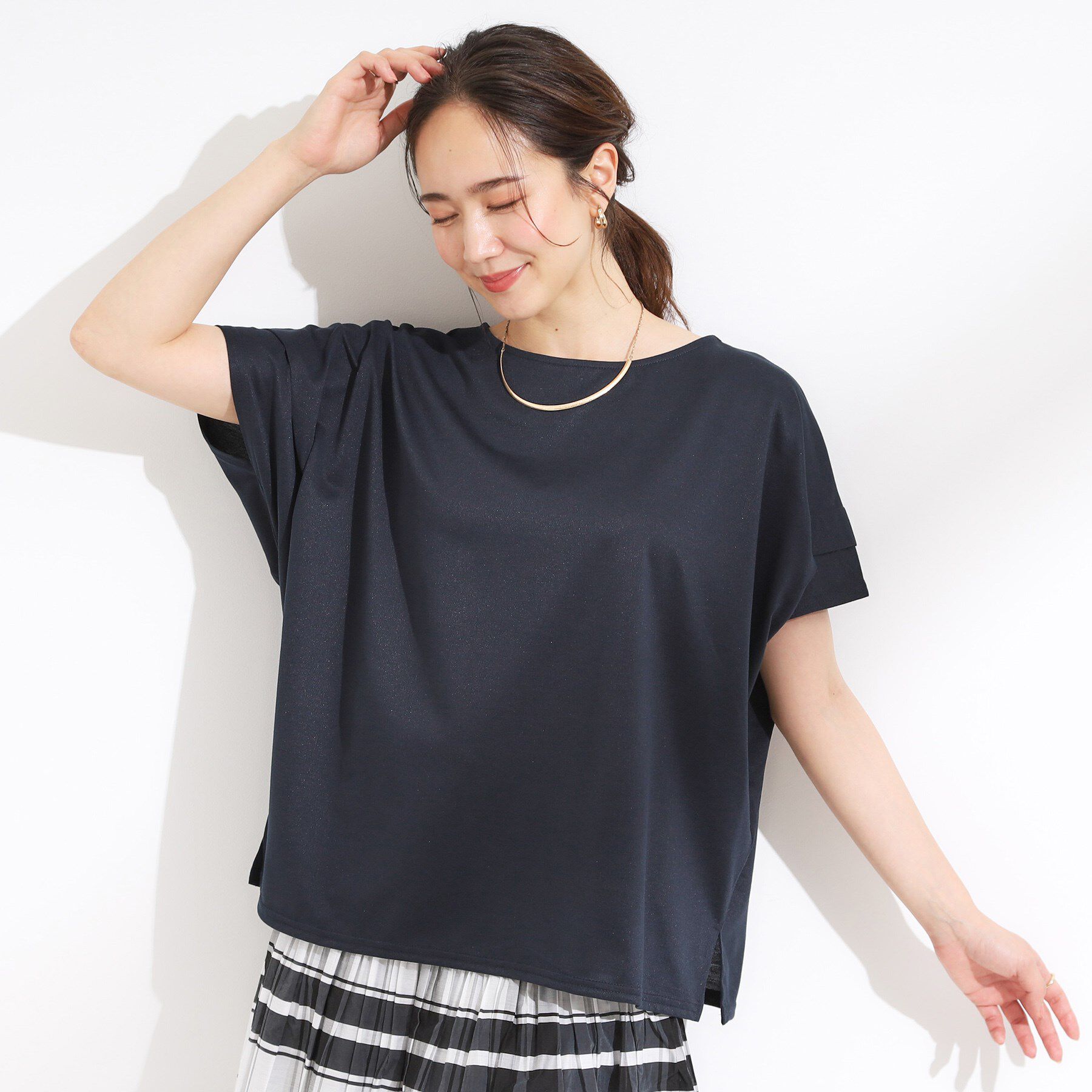 SHOO･LA･RUE「【S-LL/UV/吸水速乾】さらりと着こなす 肩タックゆるトップス」|Tシャツ・カットソー|