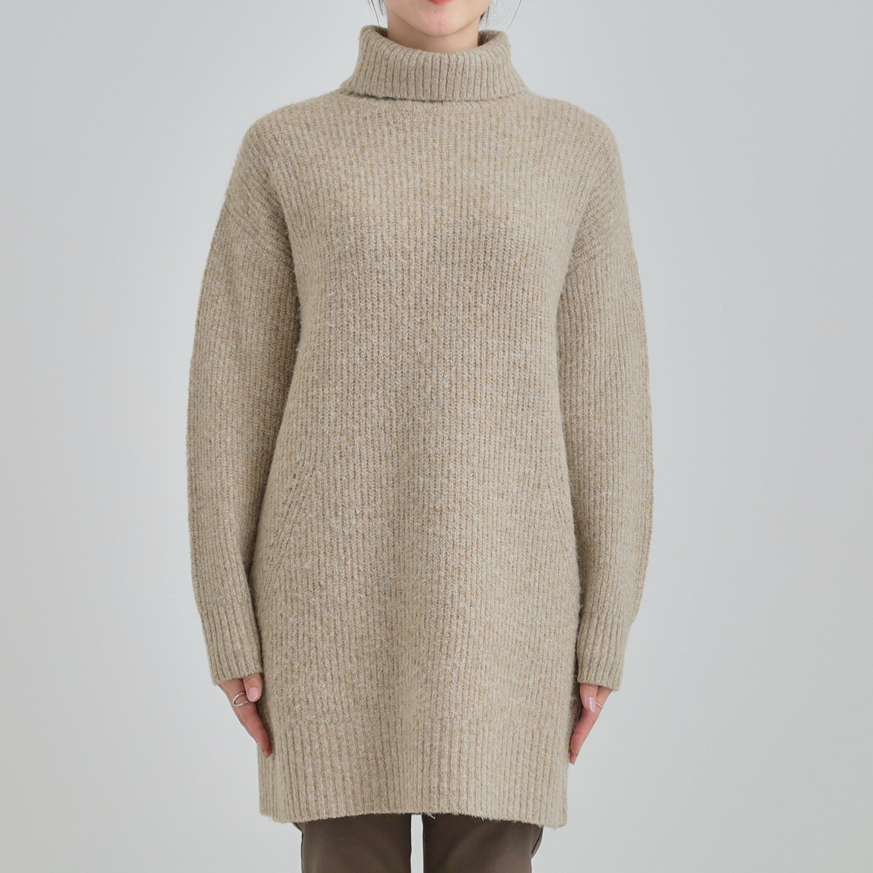 SHOO･LA･RUE「【洗濯機可/S-LL/体型カバー】女性らしい美シルエット チュニックニットワンピース」|ニット・セーター|