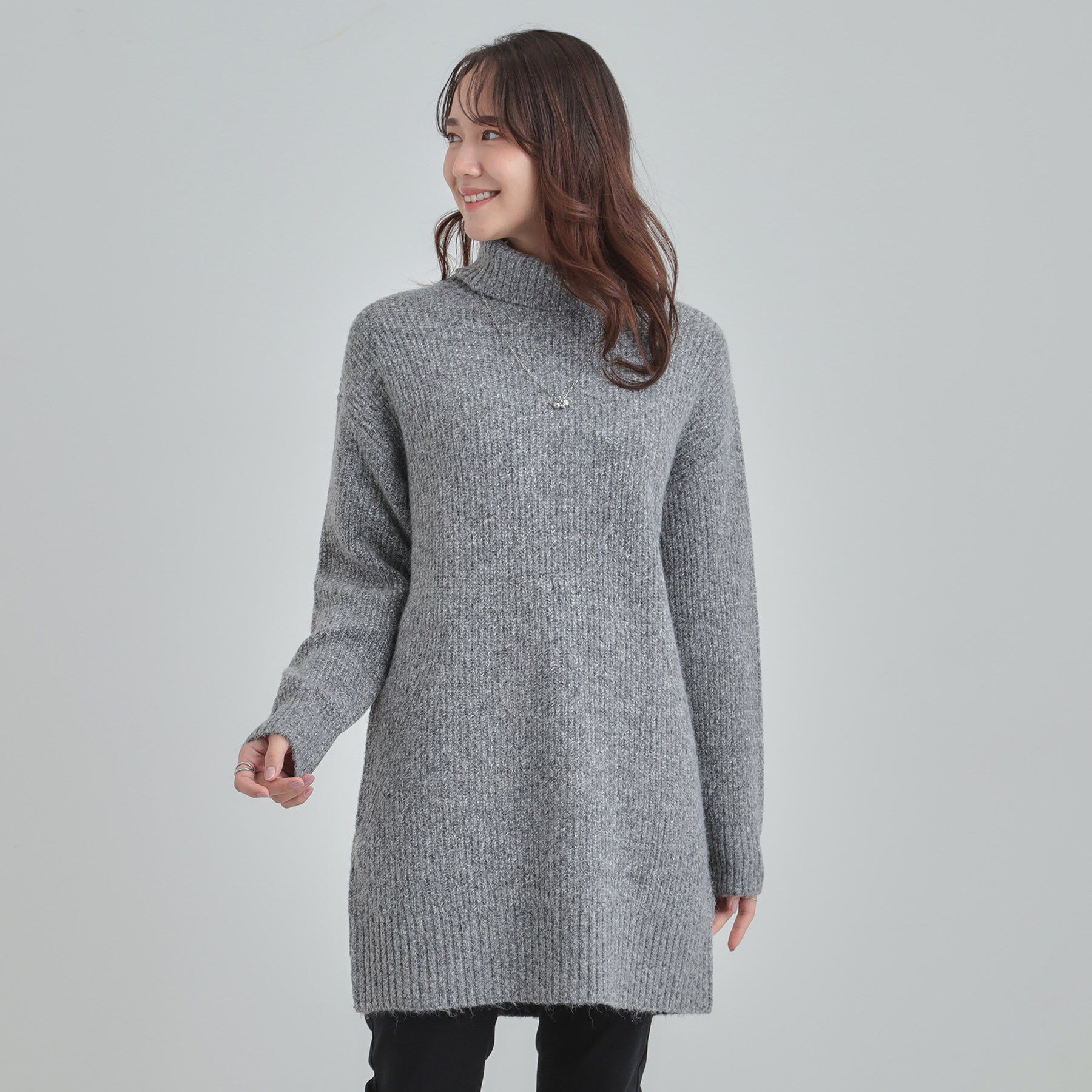 SHOO･LA･RUE「【洗濯機可/S-LL/体型カバー】女性らしい美シルエット チュニックニットワンピース」|ニット・セーター|