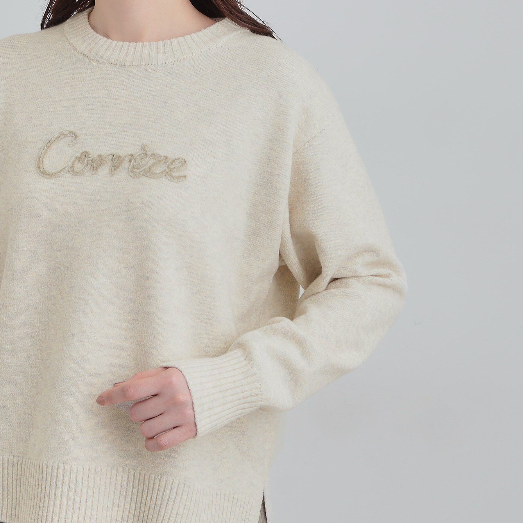 SHOO･LA･RUE「【S-LL/洗濯機可】ふわふわがやみつきになる柔らかさ スウェットライクロゴニット」|ニット・セーター|