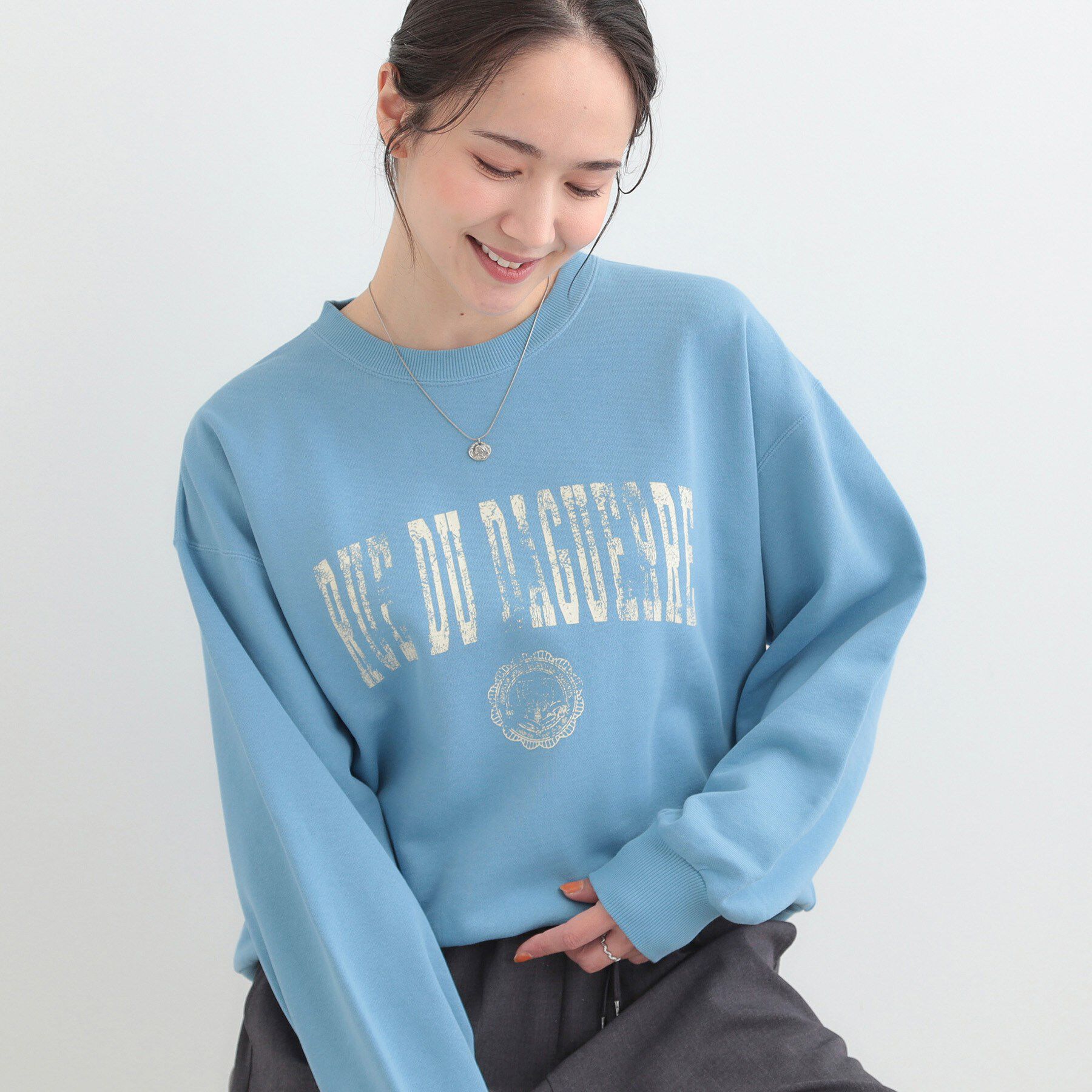 SHOO･LA･RUE「【綿100%/洗濯機可/S-LL】プリントアソート裏毛スウェット」|パーカー|ブルー(492)