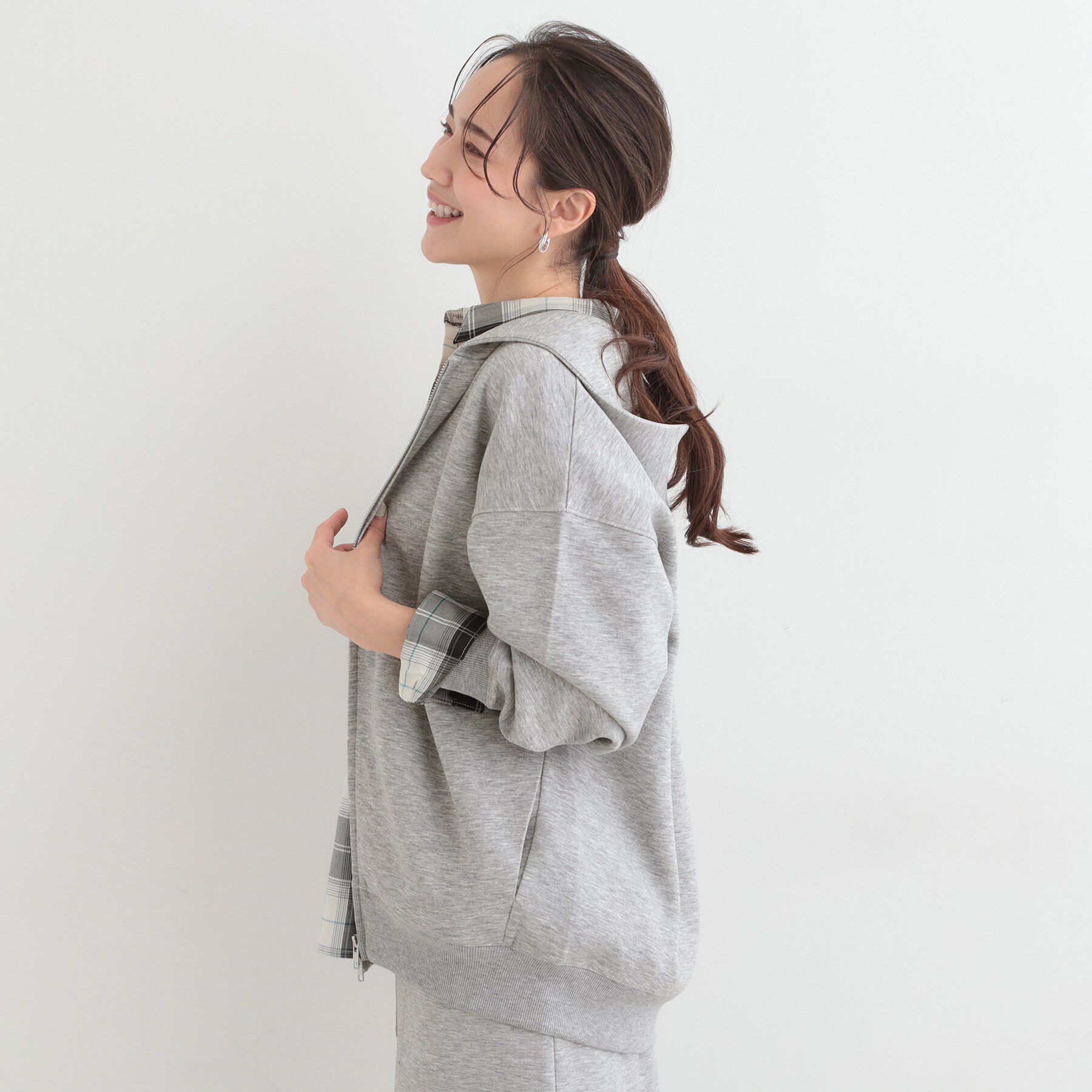 SHOO･LA･RUE「【セットアップ可/S-LL/なめらかタッチ】ZIPパーカ」|パーカー|