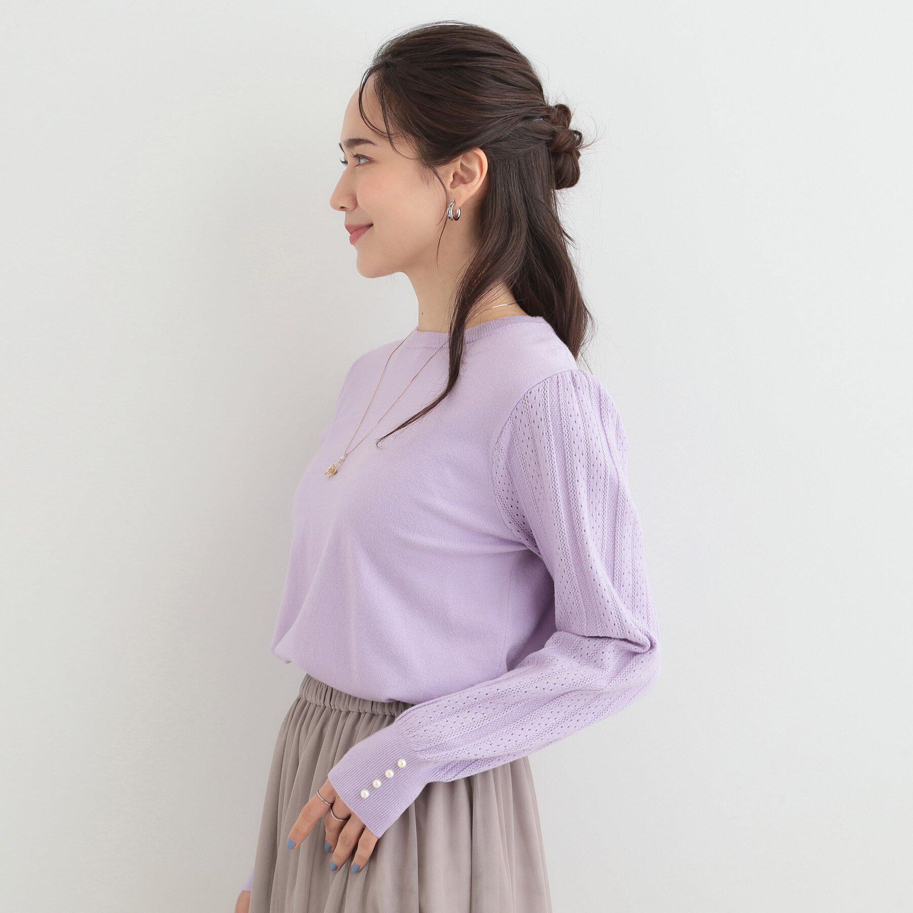 SHOO･LA･RUE「コンパクト見えが大人かわいい お袖編み柄ニット」|ニット・セーター|