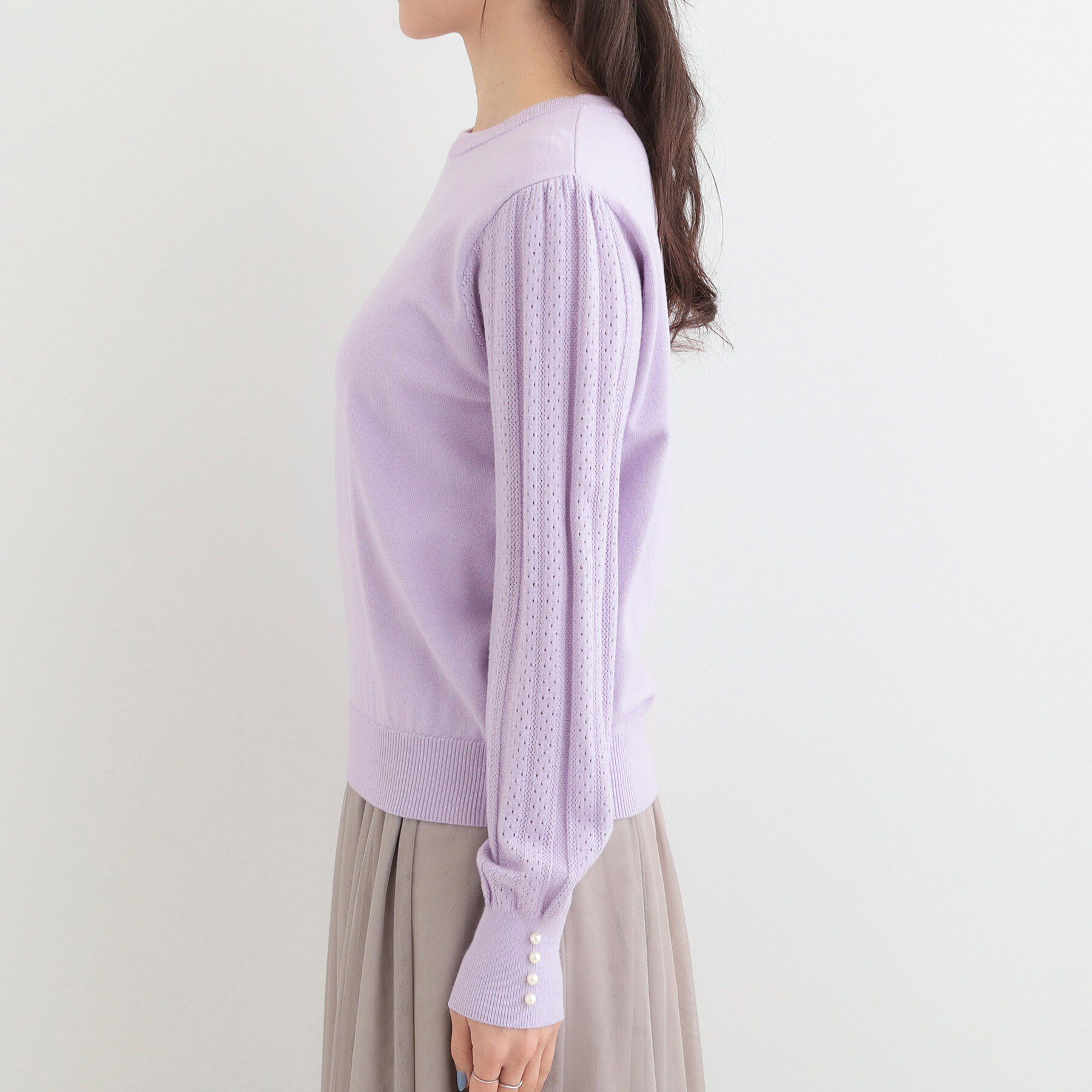 SHOO･LA･RUE「コンパクト見えが大人かわいい お袖編み柄ニット」|ニット・セーター|