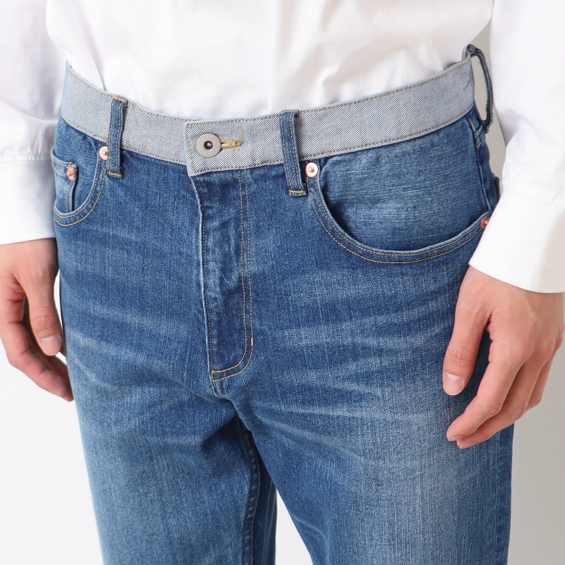 Dessin「【洗える】スリムストレッチデニムパンツ」|デニム|