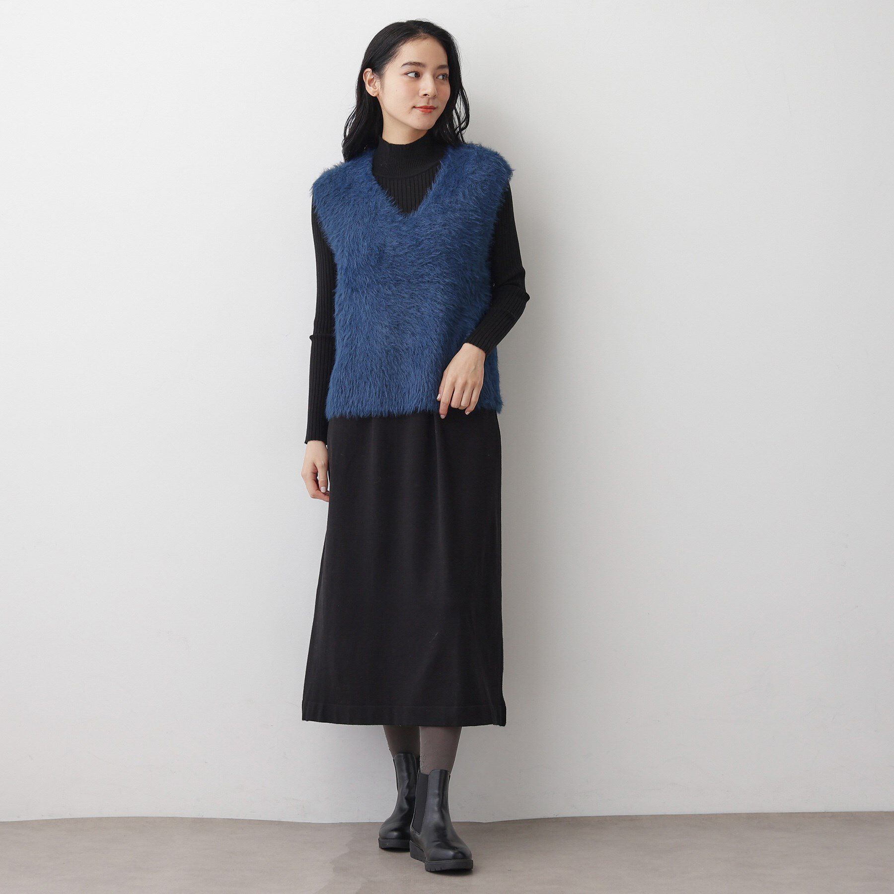 Dessin「【2点セット・洗える】シャギーベストニットワンピース」|スーツ|