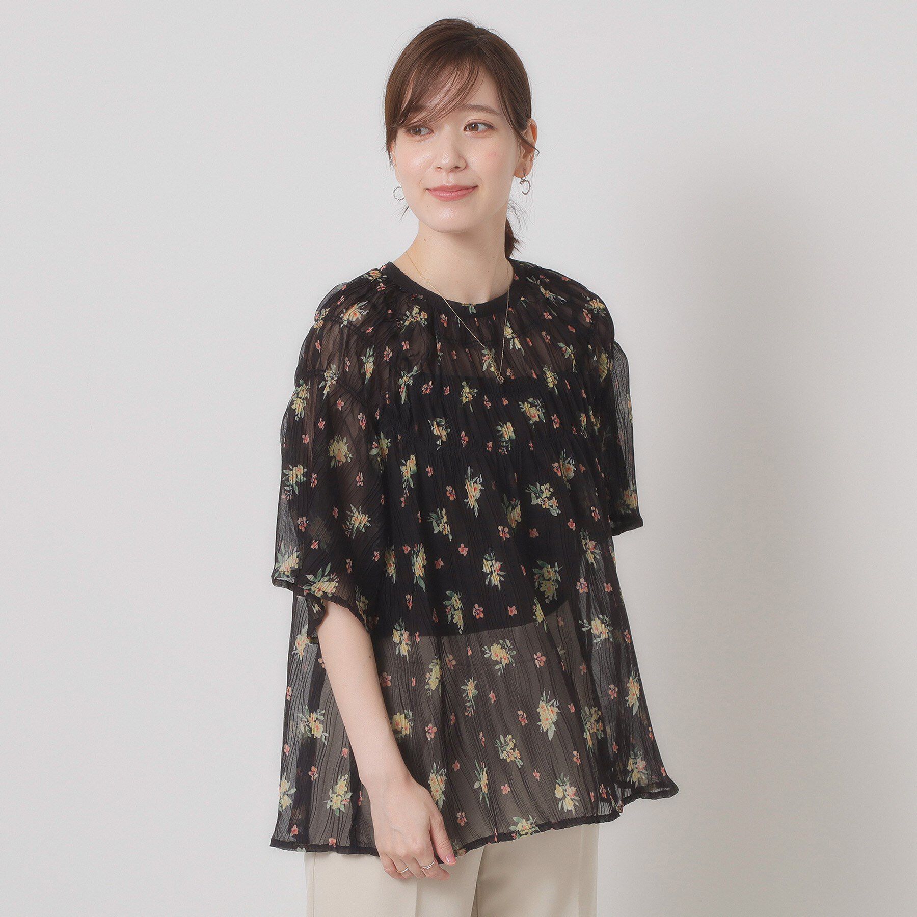 ITS&rsquo;DEMO「【手洗い可】花柄楊柳ブラウス」|シャツ・ブラウス|